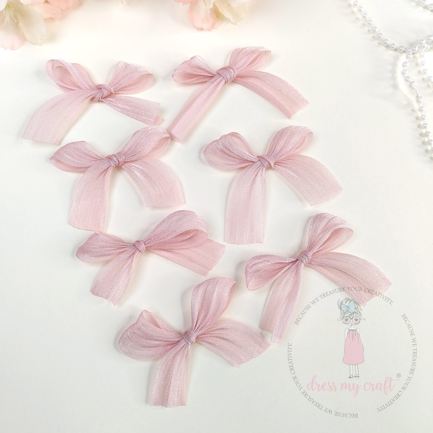 Metallic Silk Bows - Pink