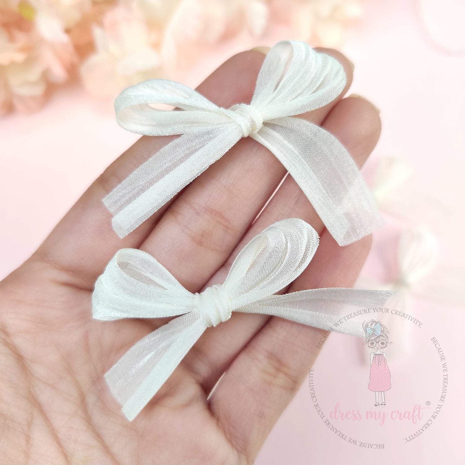 Metallic Silk Bows - Ivory