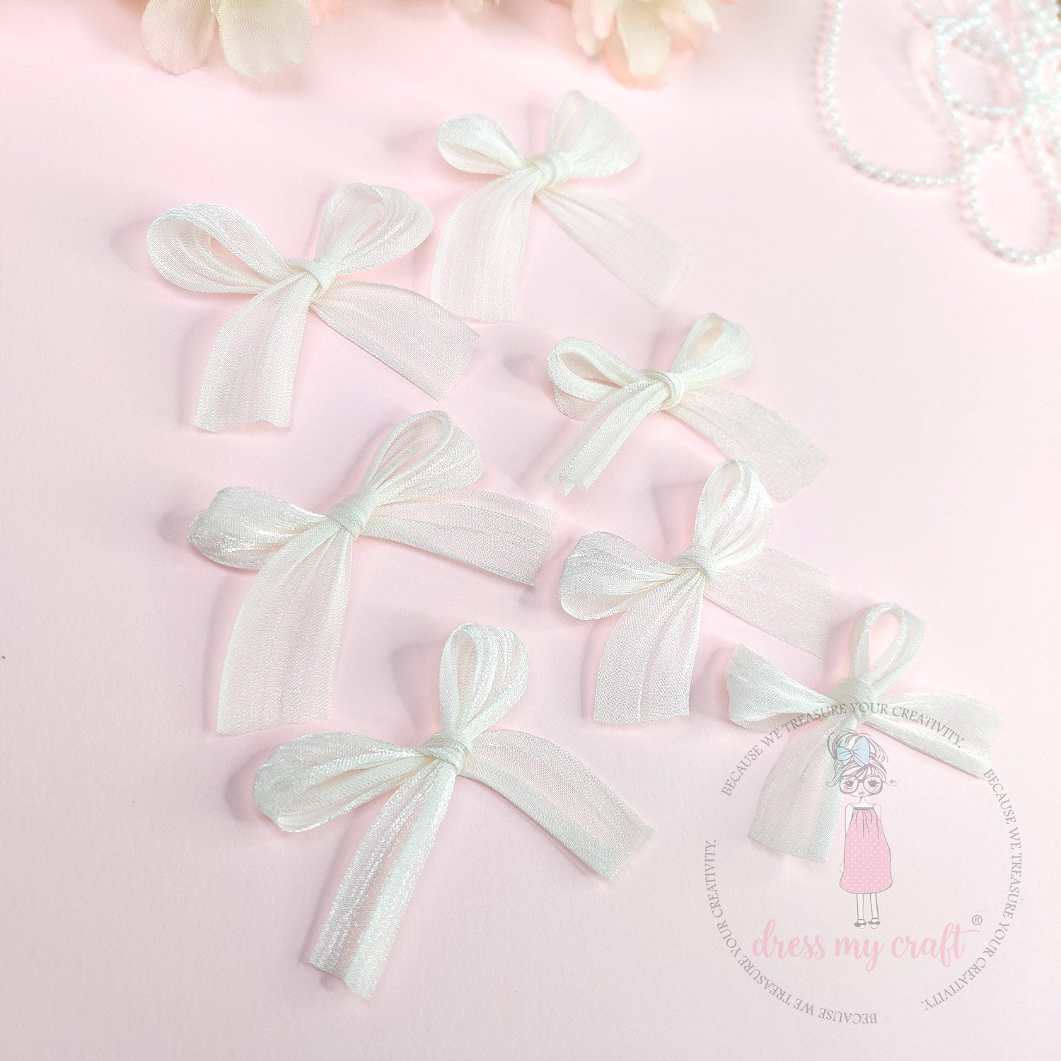Metallic Silk Bows - Ivory