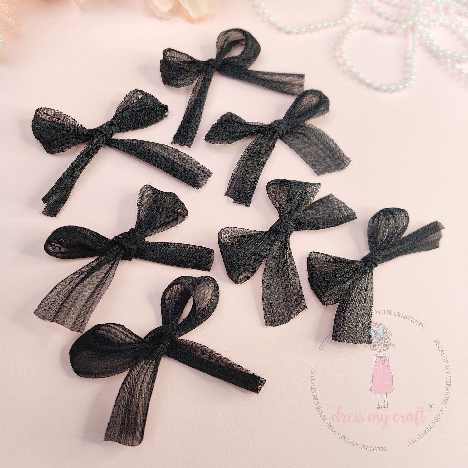 Metallic Silk Bows - Black