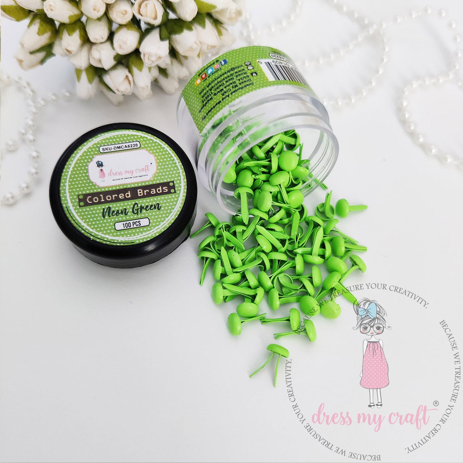 Colored Brads - Neon Green