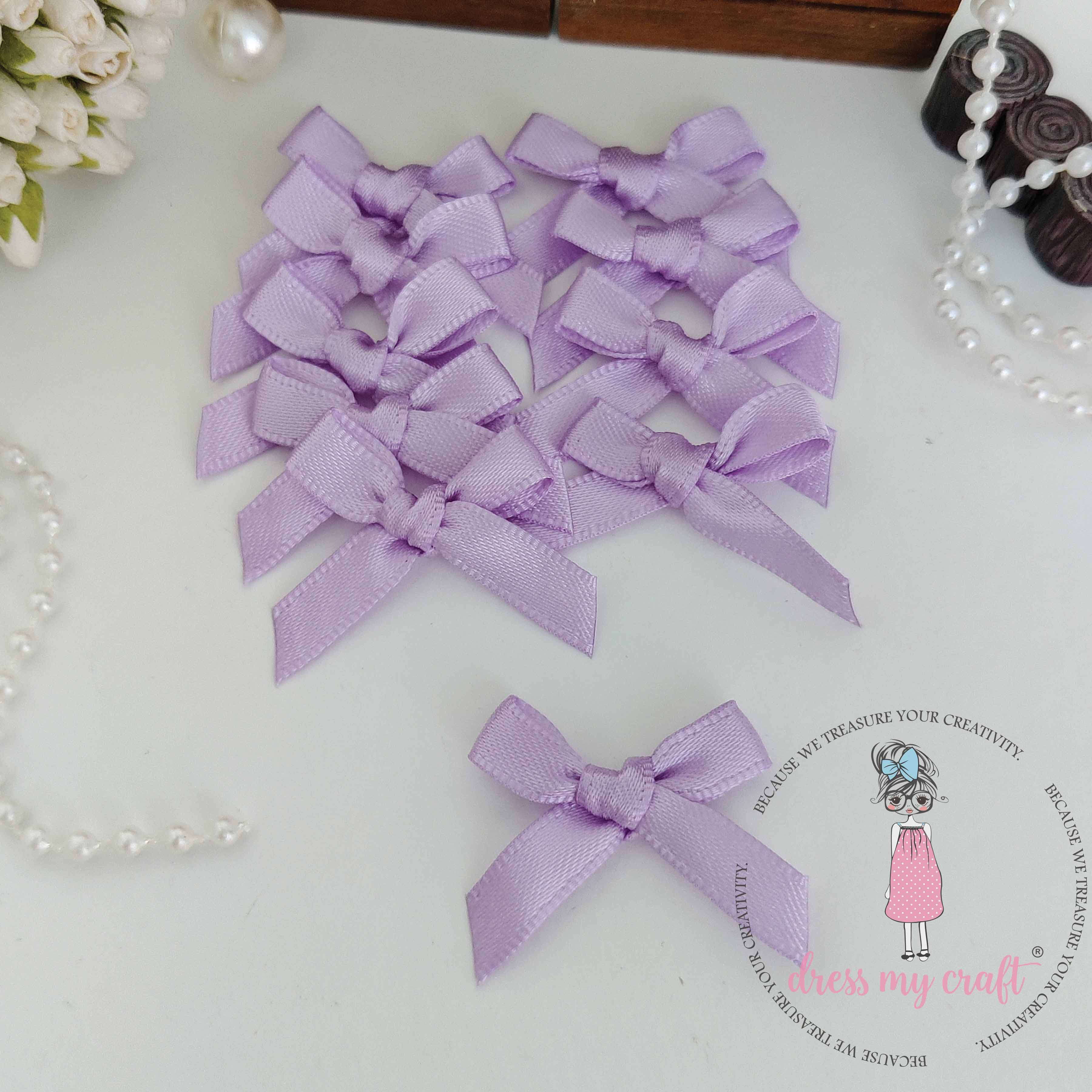 Apolina Hair Bow Lilac Satin Hair Bow with Pearl Chains, Lavender