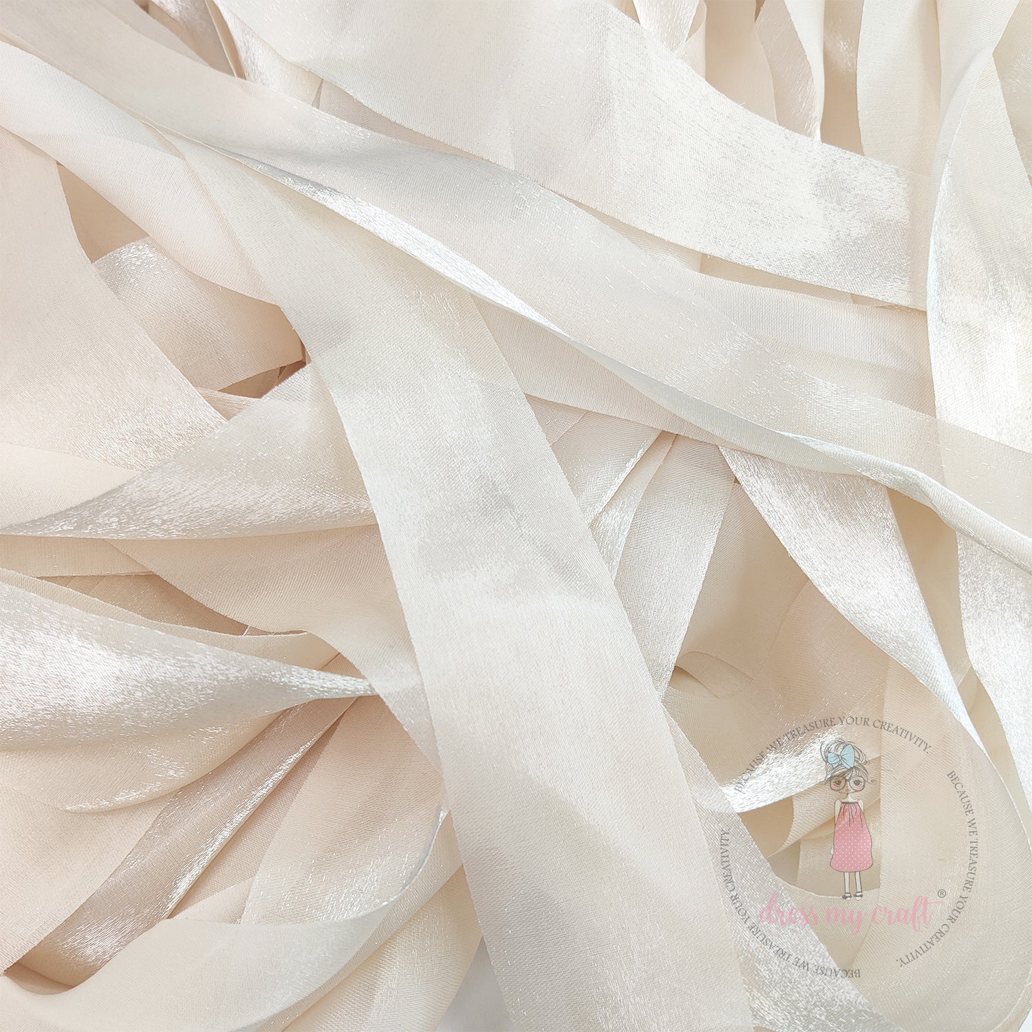 Metallic Silk Ribbon - Beige
