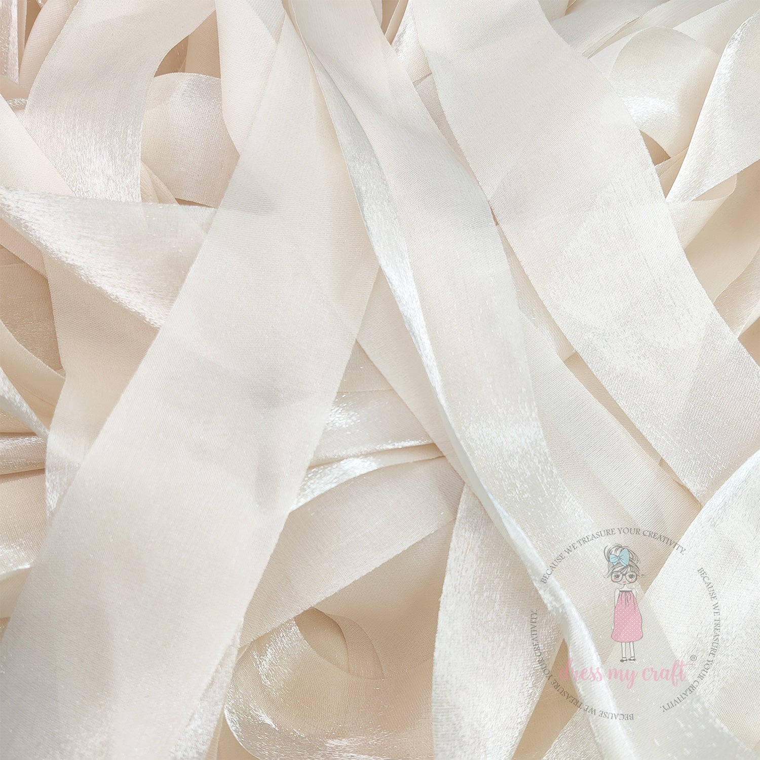 Metallic Silk Ribbon - Beige