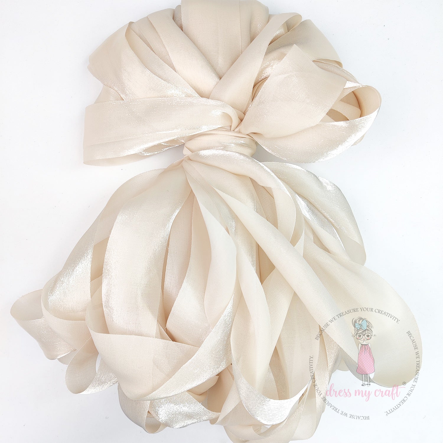 Metallic Silk Ribbon - Beige