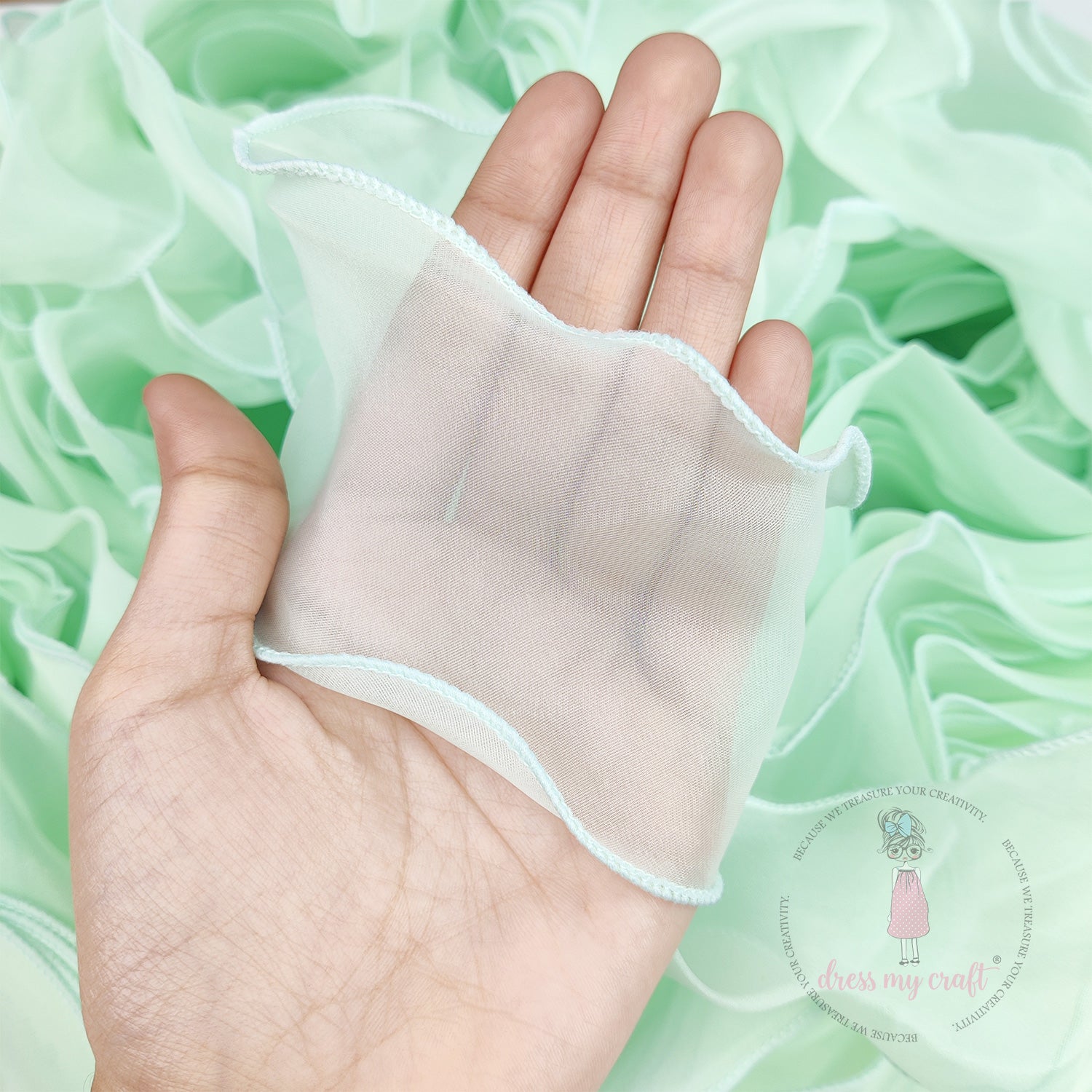 Organza  Wavy Ribbon - Mint Green