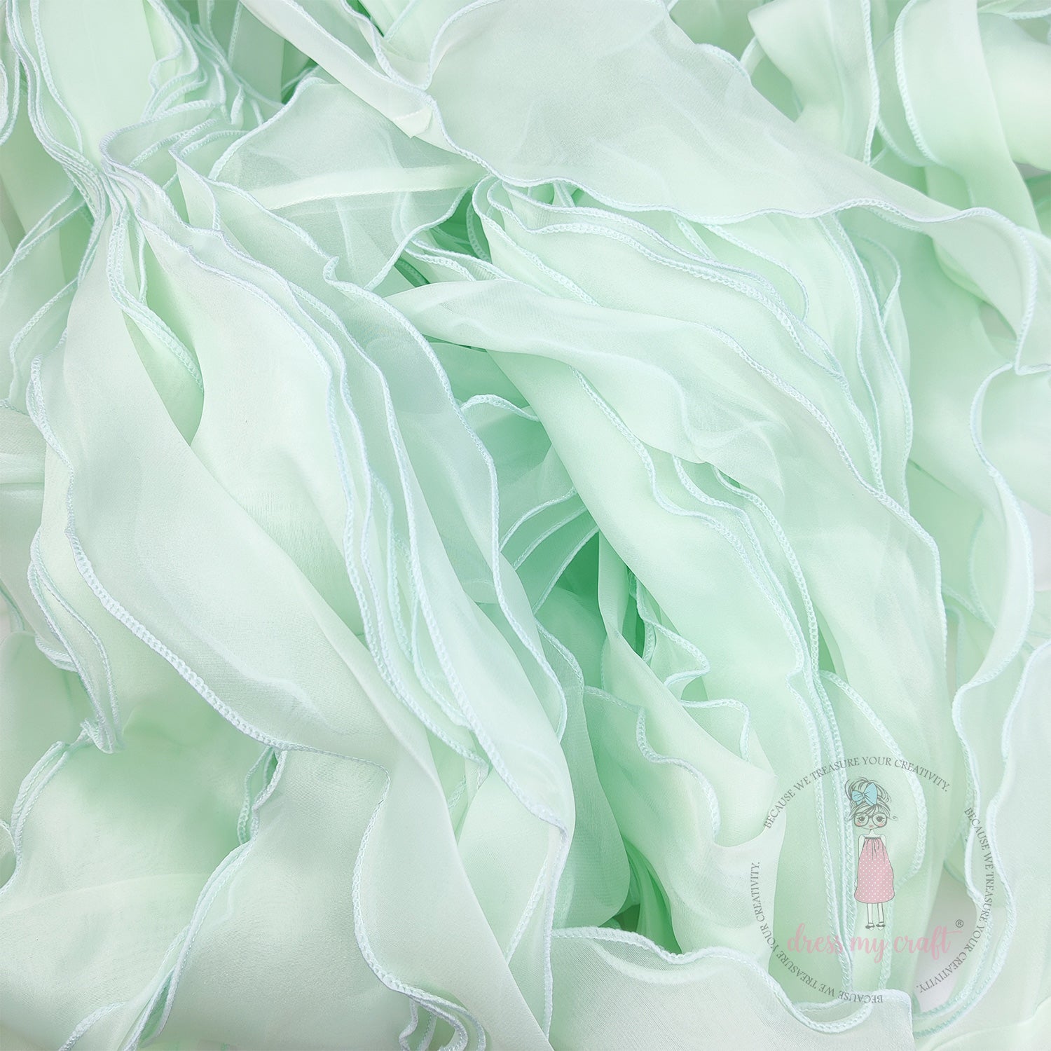 Organza  Wavy Ribbon - Mint Green