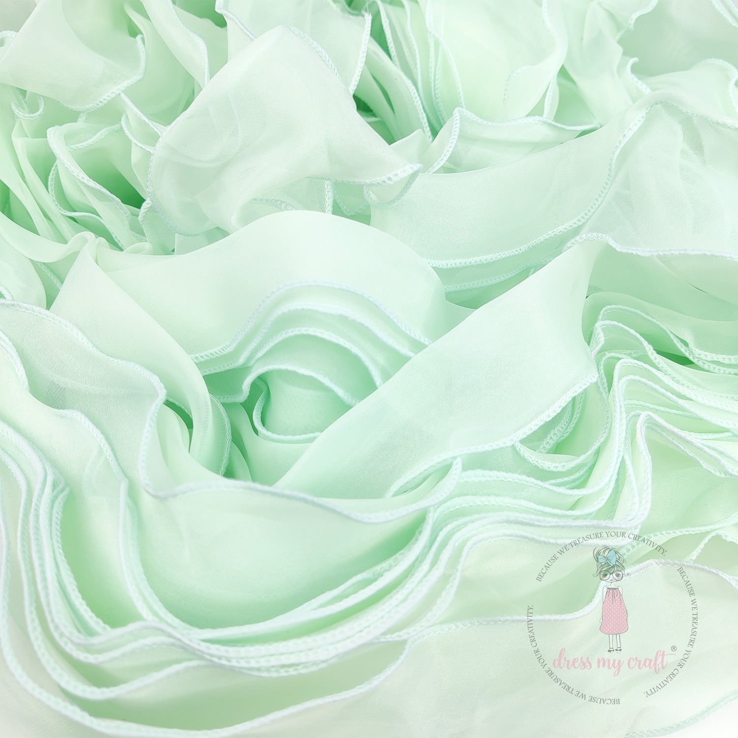 Organza  Wavy Ribbon - Mint Green