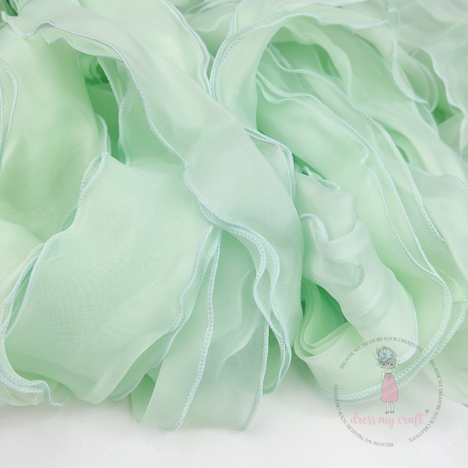 Organza  Wavy Ribbon - Mint Green