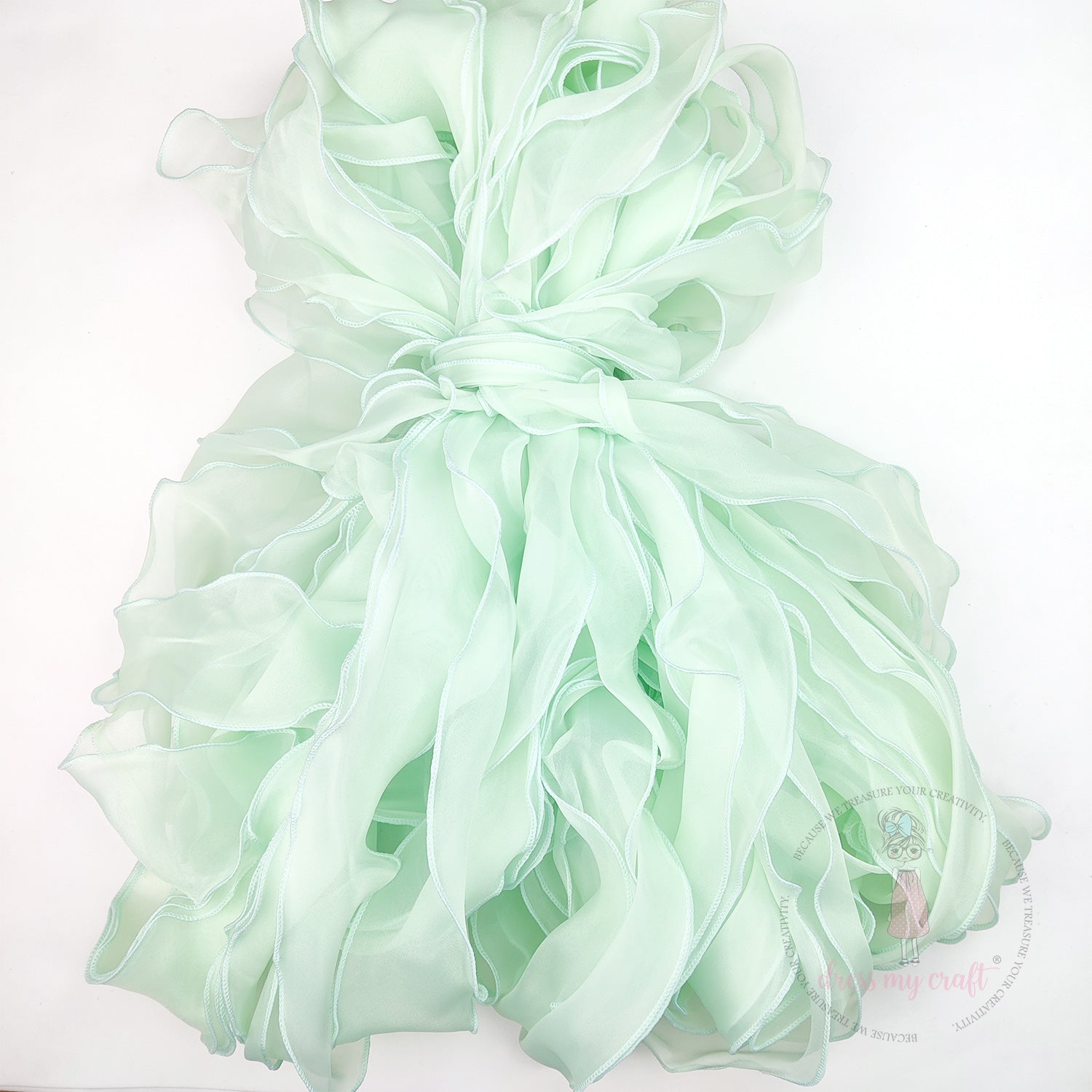 Organza  Wavy Ribbon - Mint Green
