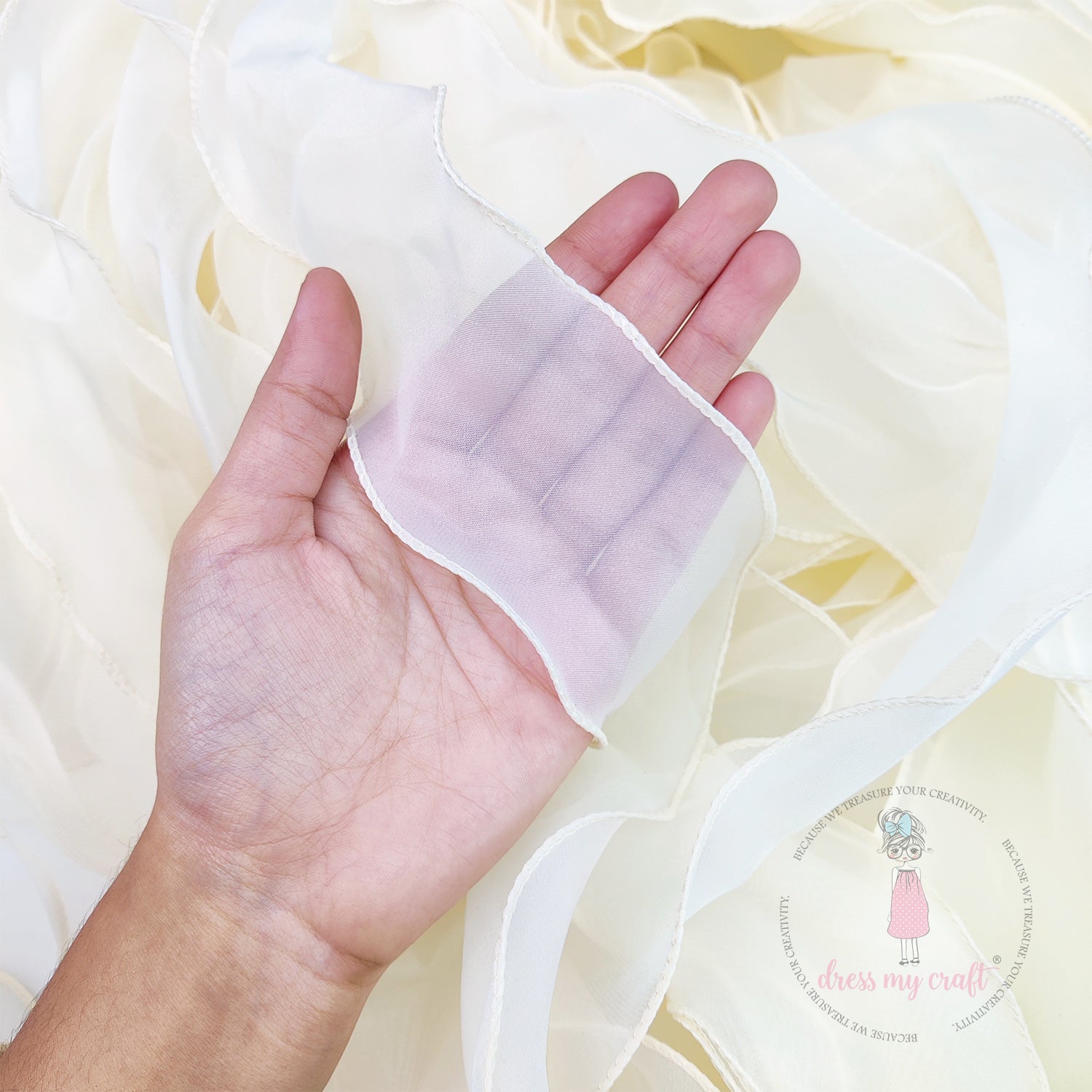 Organza  Wavy Ribbon - Ivory