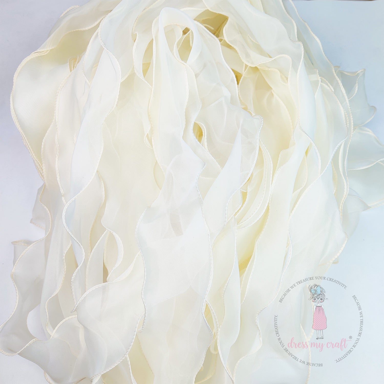 Organza  Wavy Ribbon - Ivory