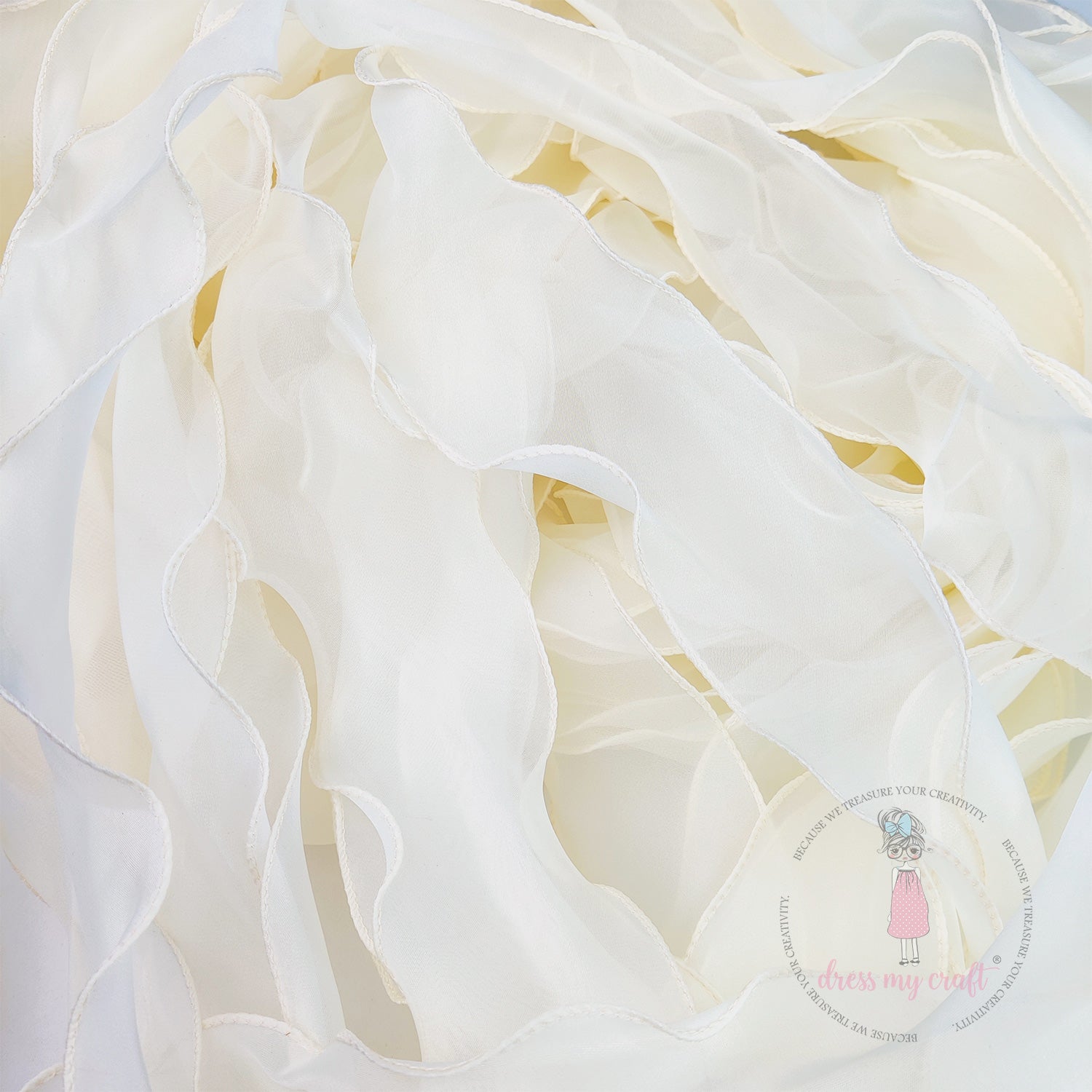 Organza  Wavy Ribbon - Ivory