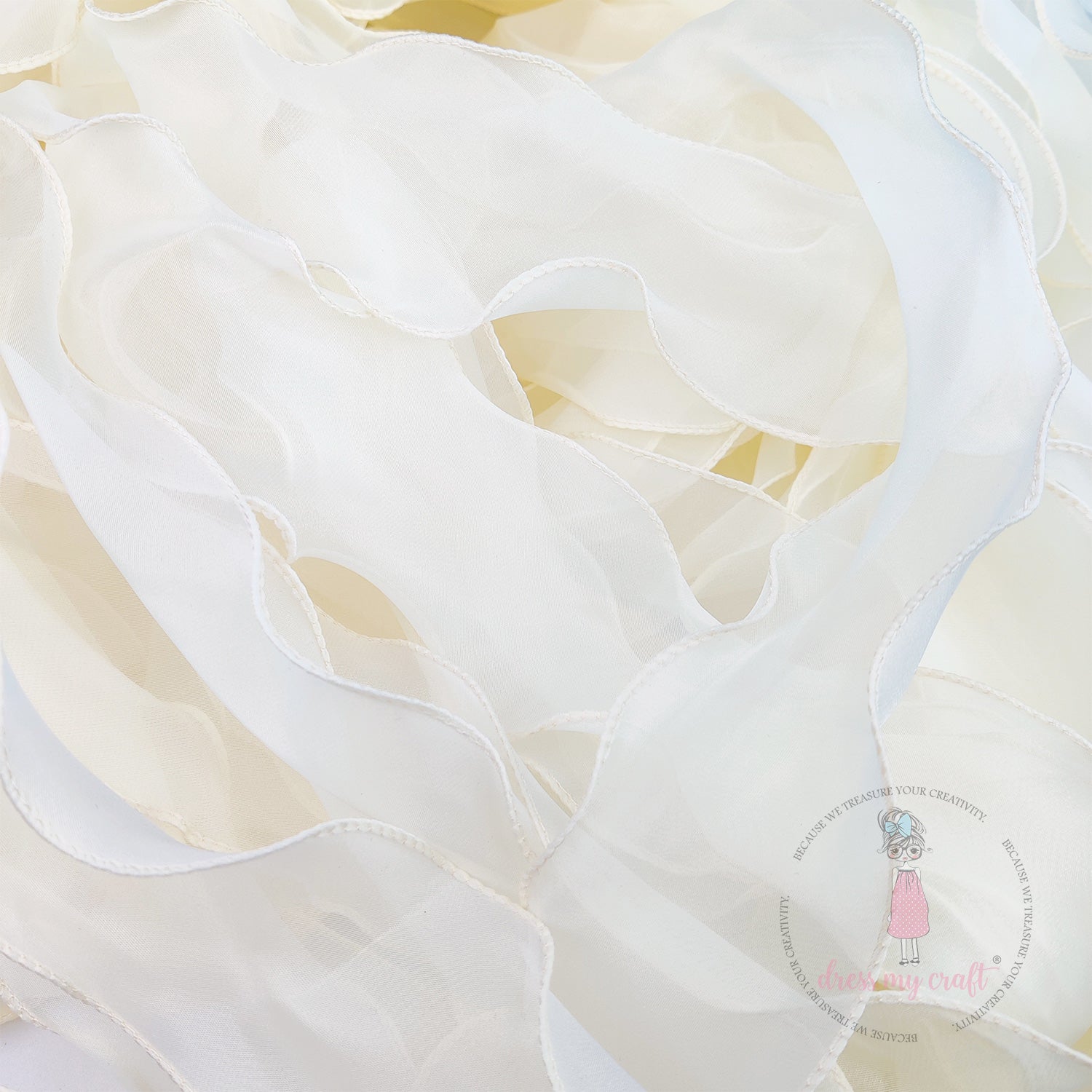 Organza  Wavy Ribbon - Ivory