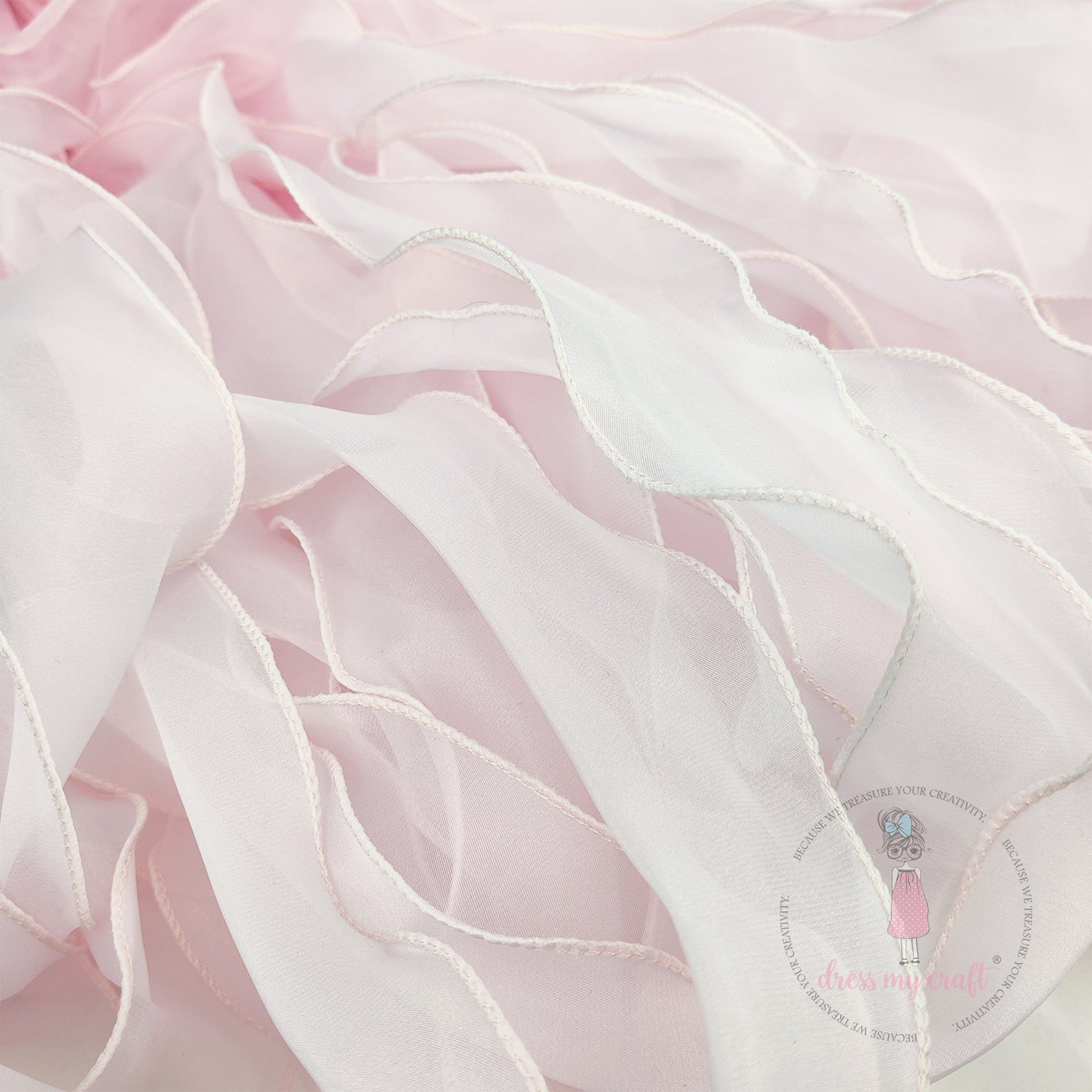 Organza  Wavy Ribbon - Pink