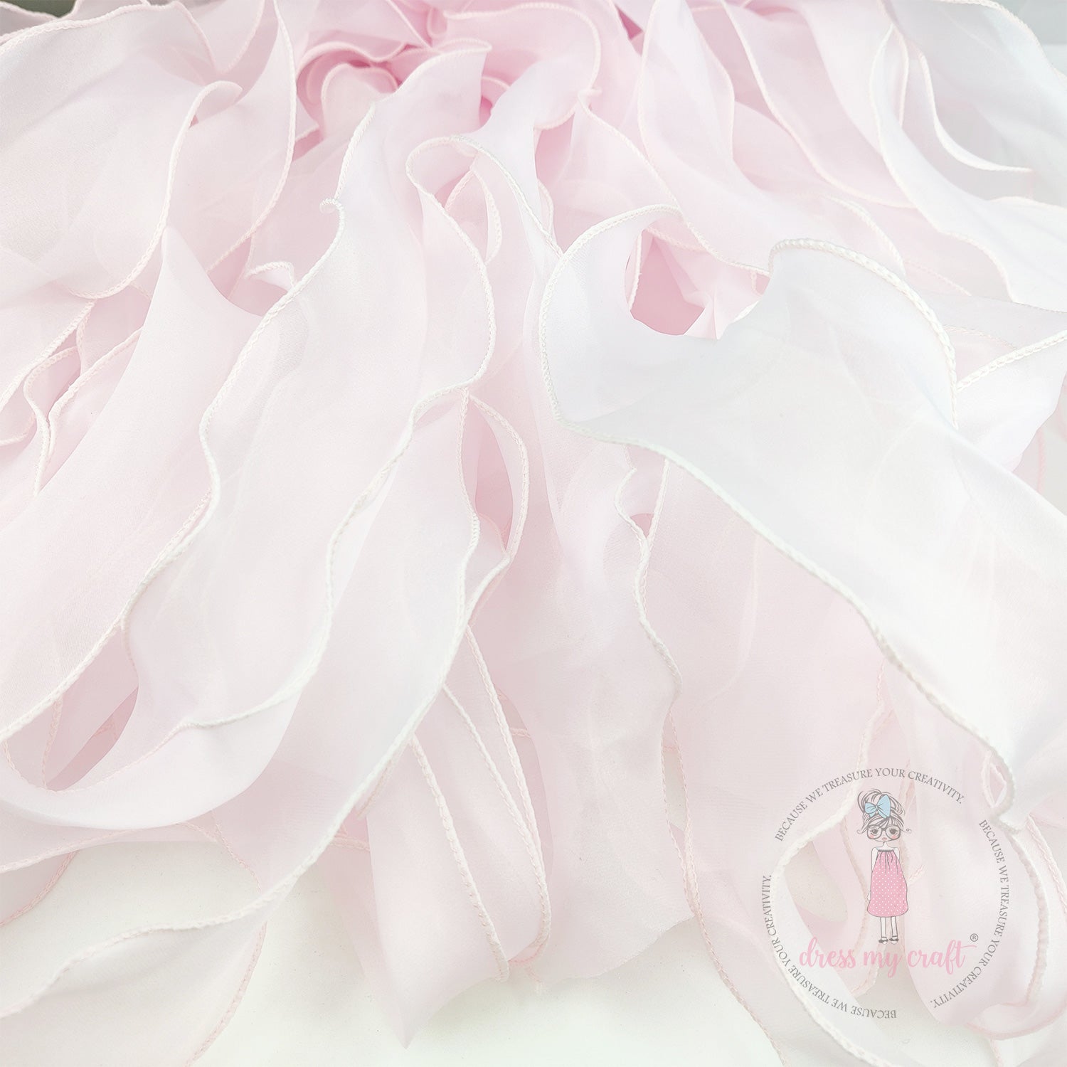 Organza  Wavy Ribbon - Pink