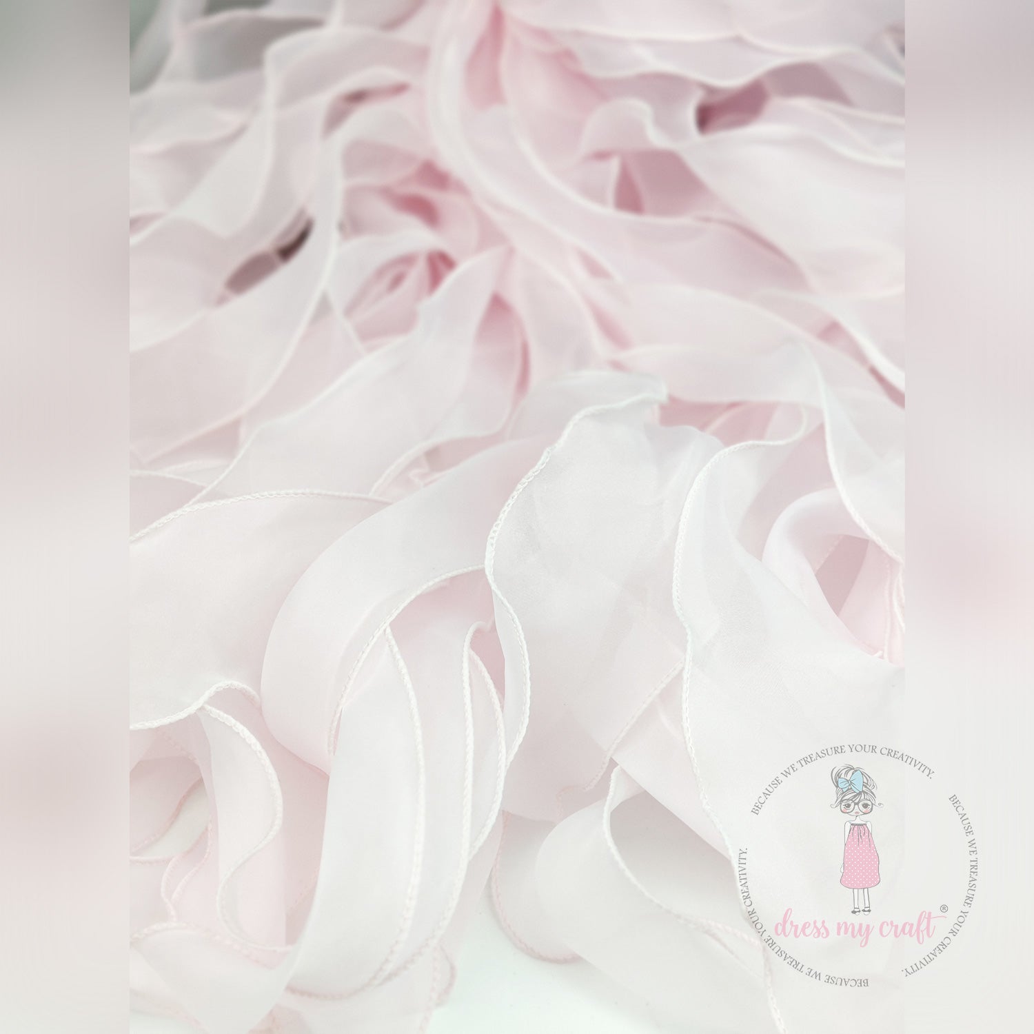 Organza  Wavy Ribbon - Pink
