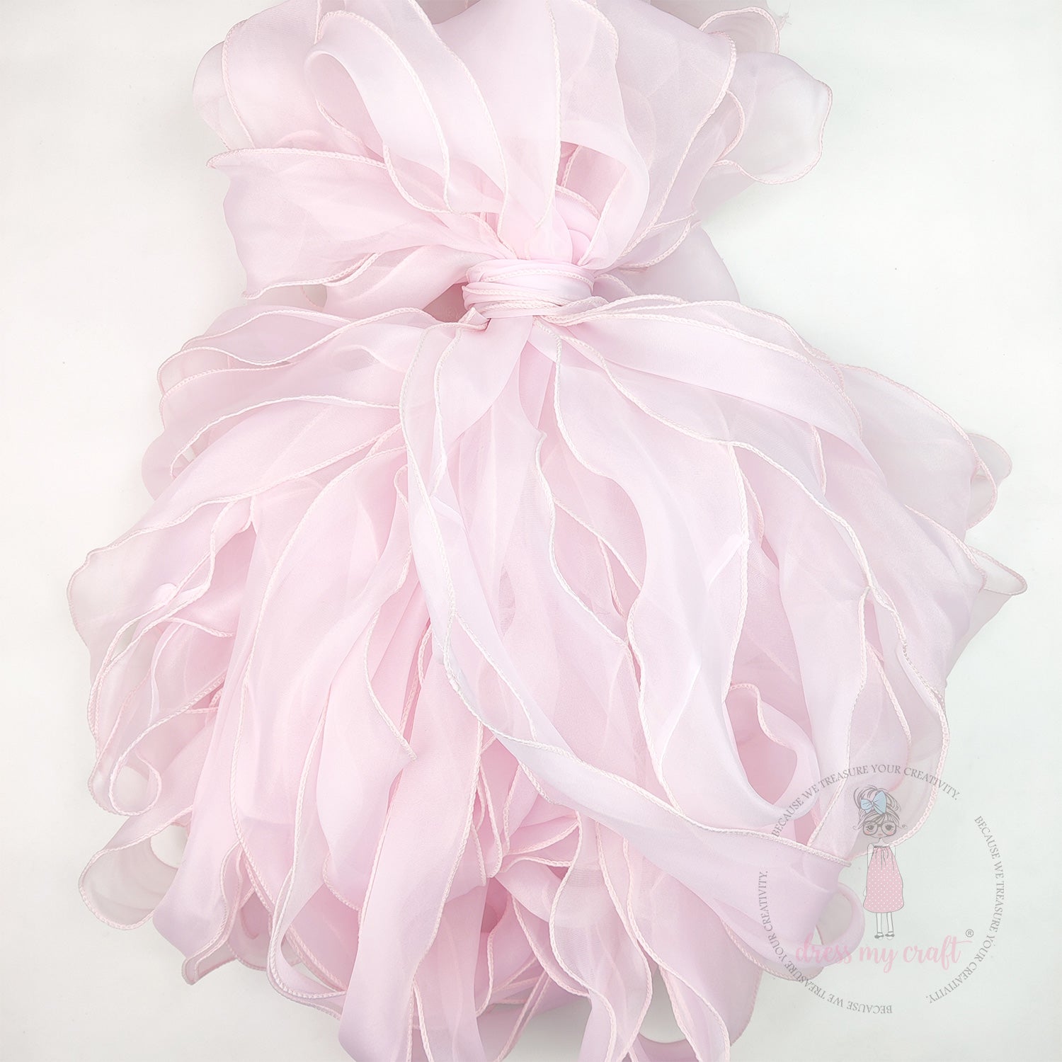 Organza  Wavy Ribbon - Pink
