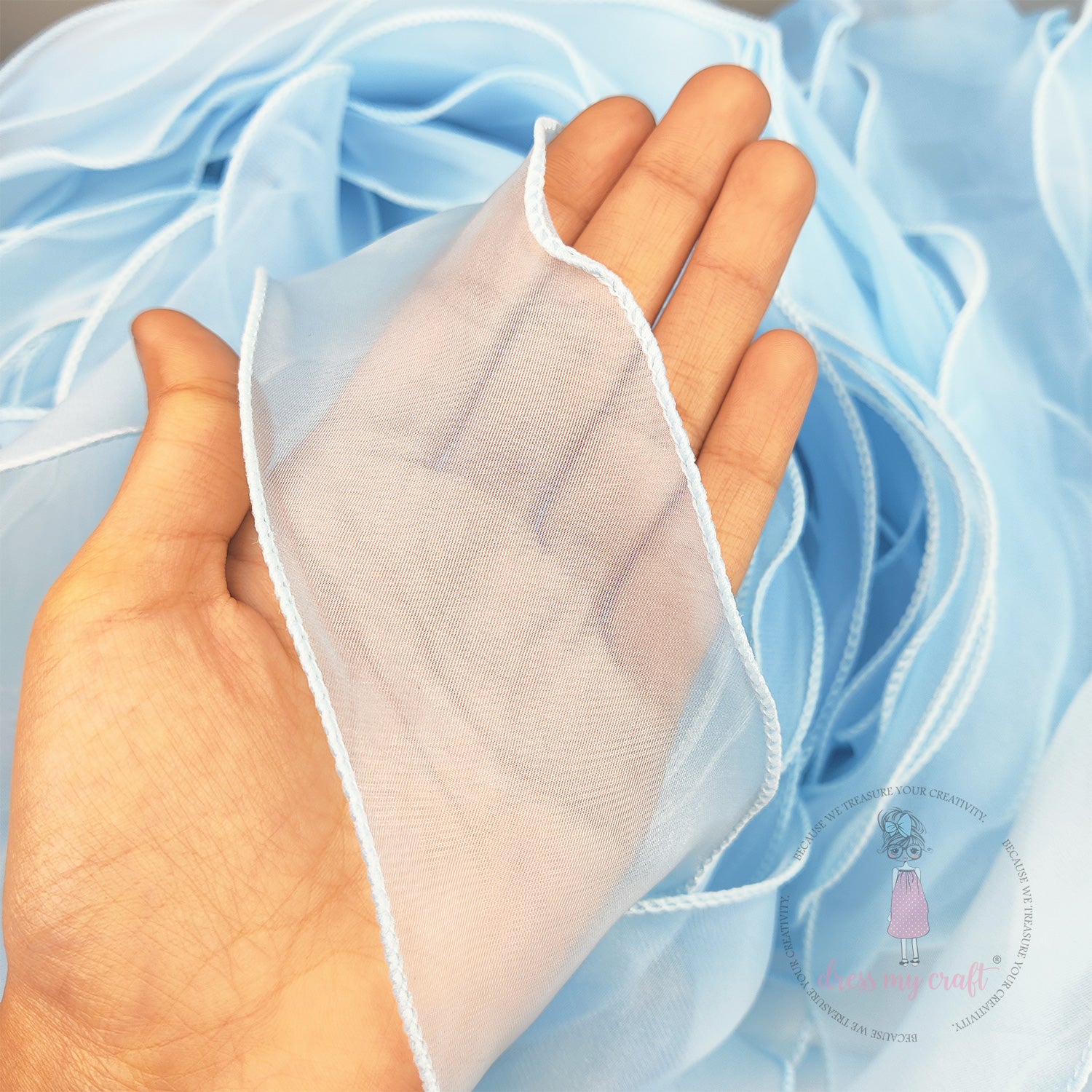 Organza  Wavy Ribbon - Blue