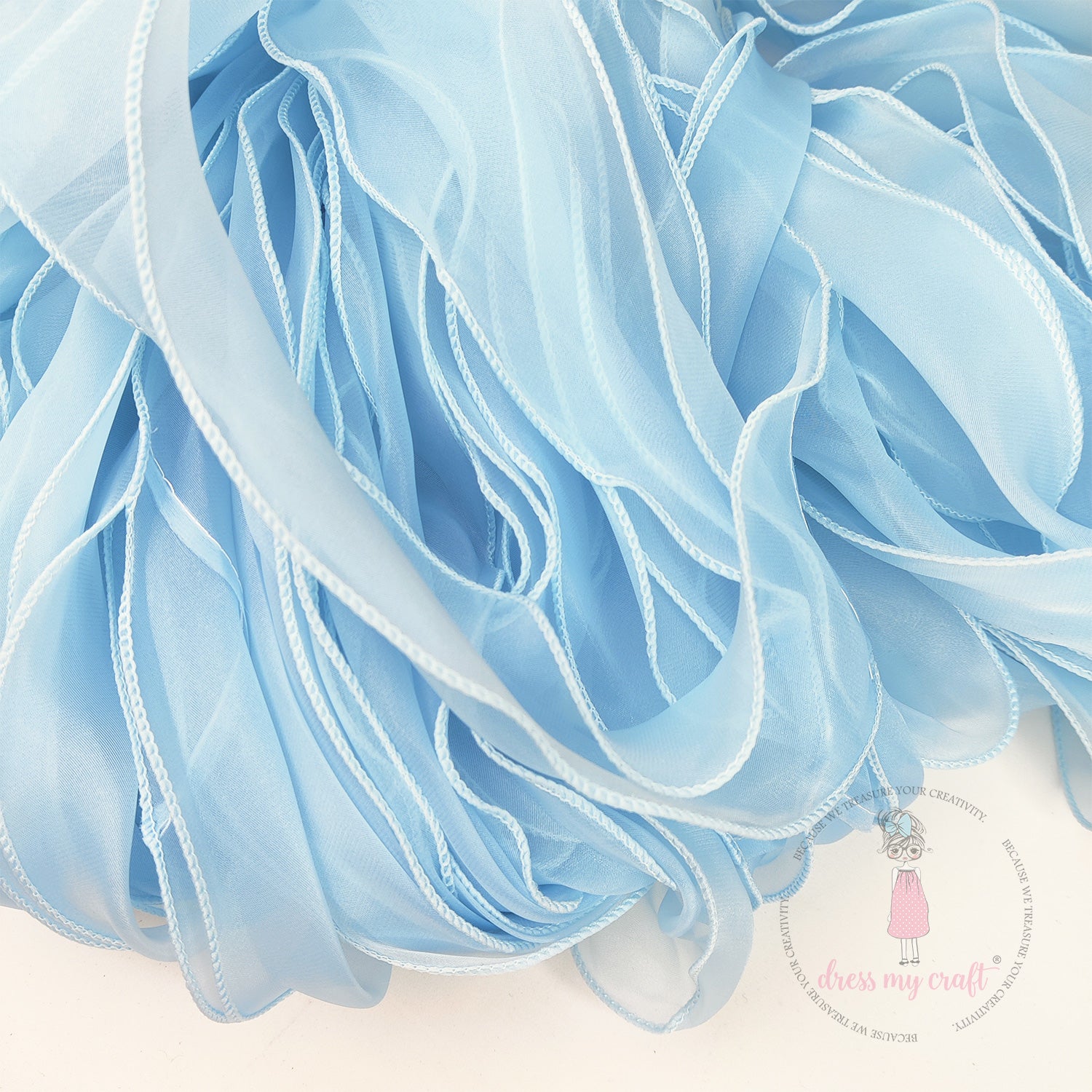 Organza  Wavy Ribbon - Blue