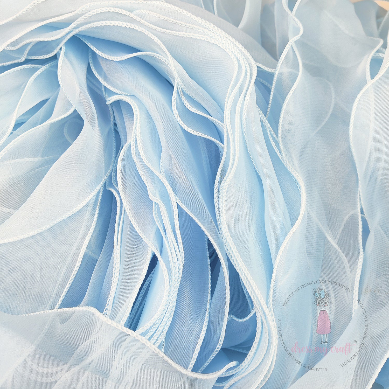 Organza  Wavy Ribbon - Blue