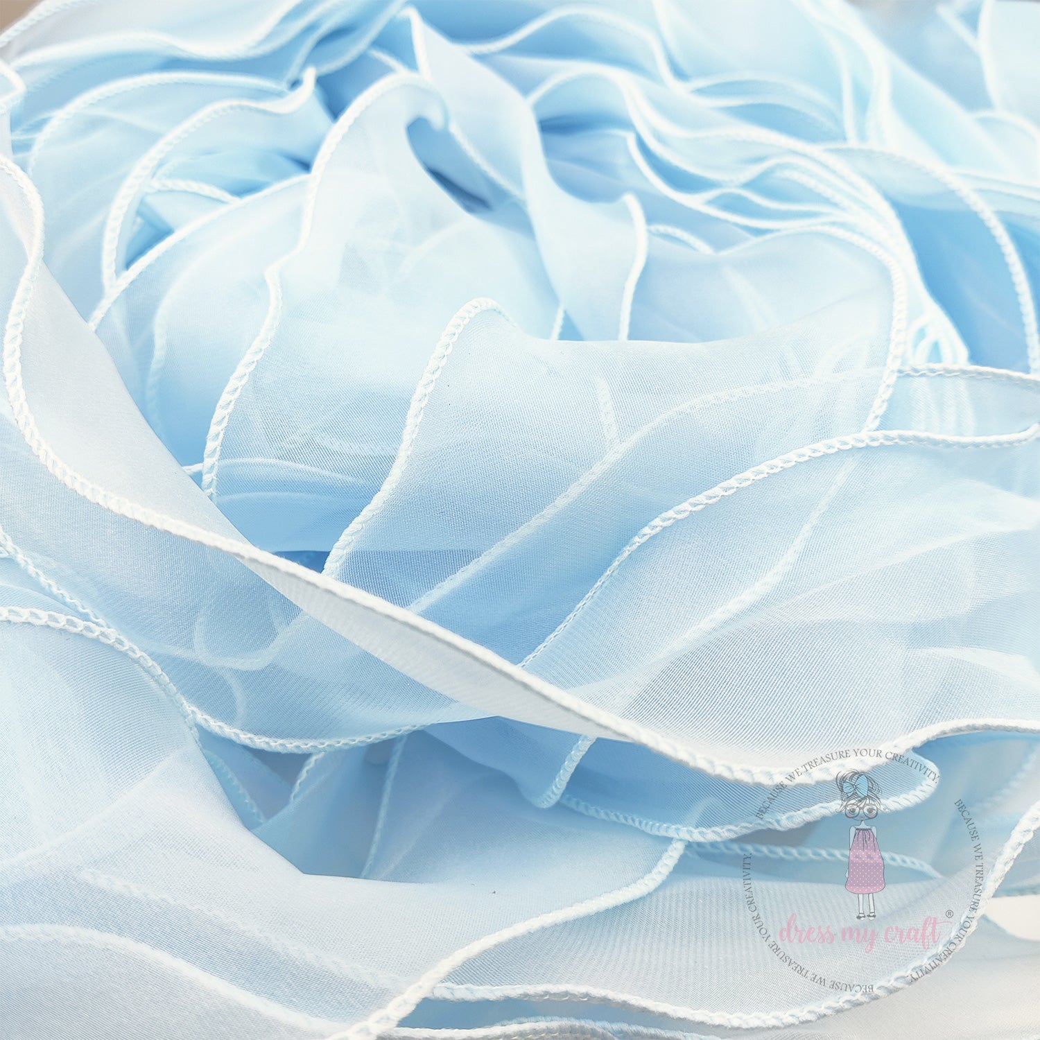 Organza  Wavy Ribbon - Blue