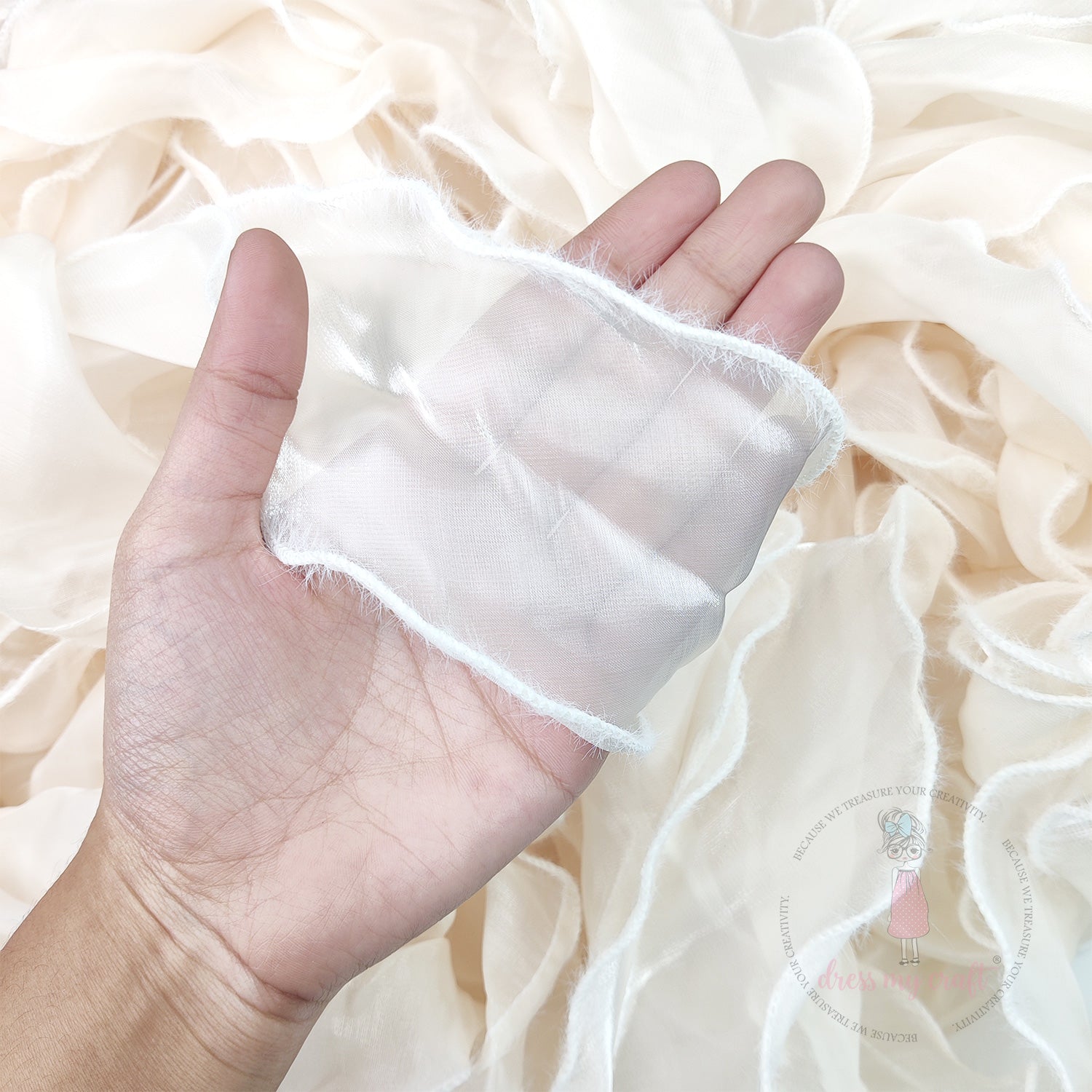 Wavy Silk Premium Ribbon - Ivory