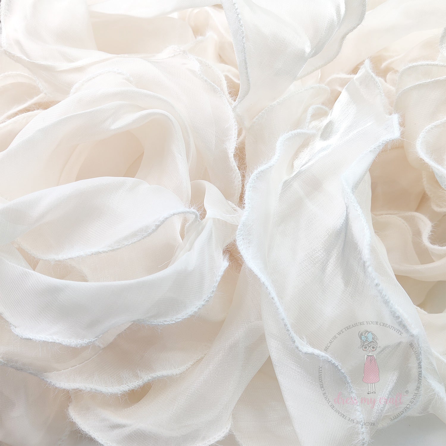 Wavy Silk Premium Ribbon - Ivory