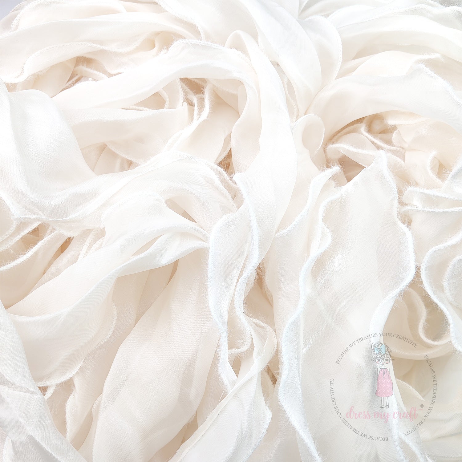 Wavy Silk Premium Ribbon - Ivory