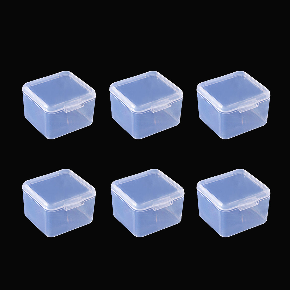 Mini Store Boxes Mini Square Clear Plastic Boxes - 3.4 x 3.4 cm with Snap-Lock Lids ...