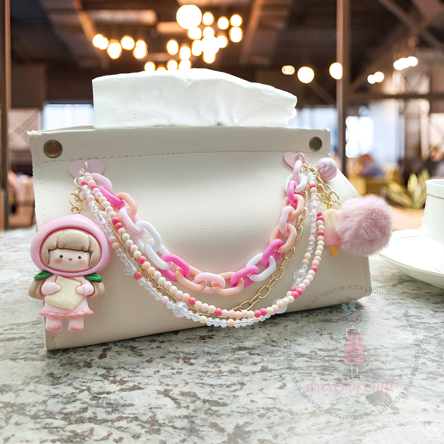 DIY Leather Tissue Holder - Warm Ivory