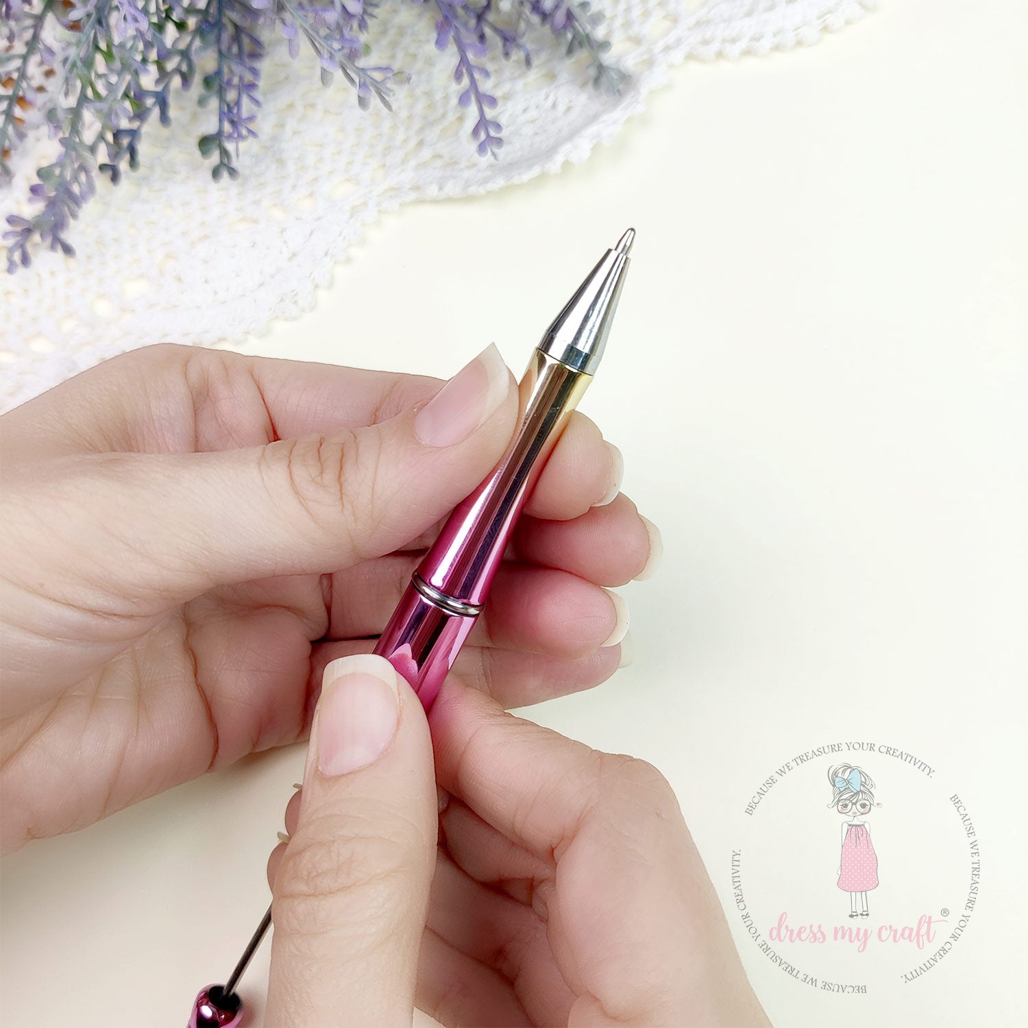 DIY Bead Pens - Metallic Pink