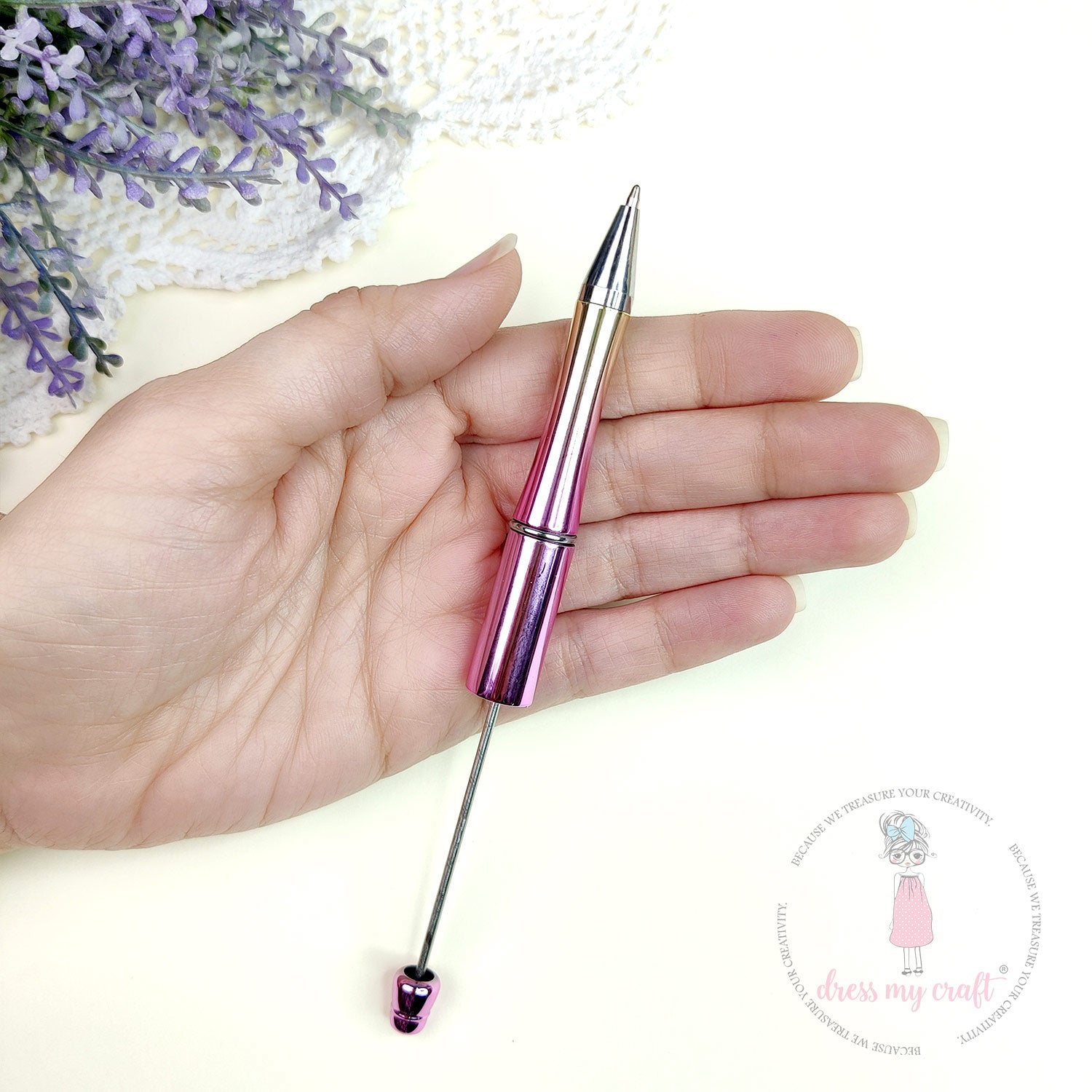 DIY Bead Pens - Metallic Pink