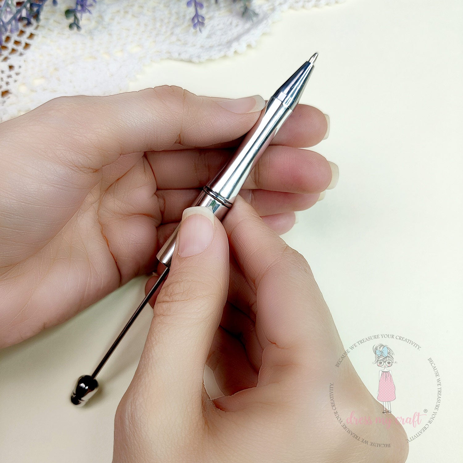 DIY Bead Pens - Metallic Silver