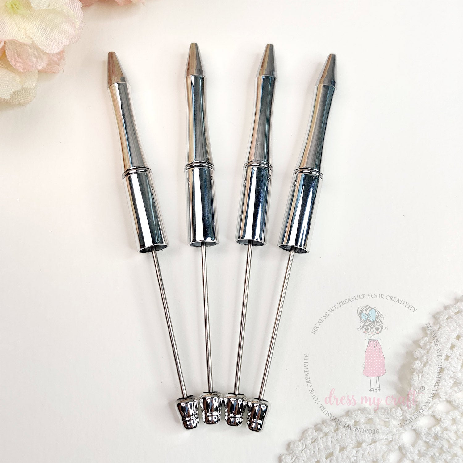 DIY Bead Pens - Metallic Silver