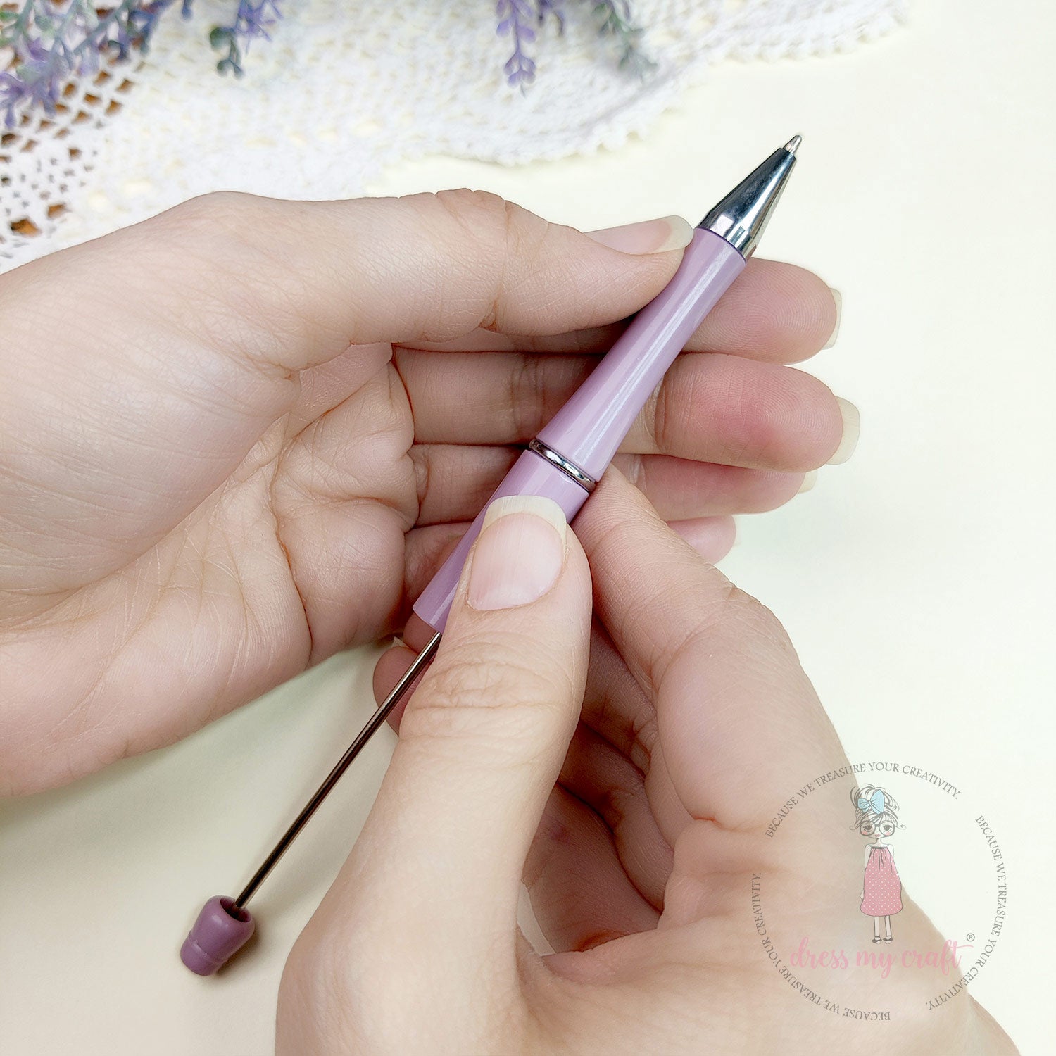 DIY Bead Pens - Pastel Mauve