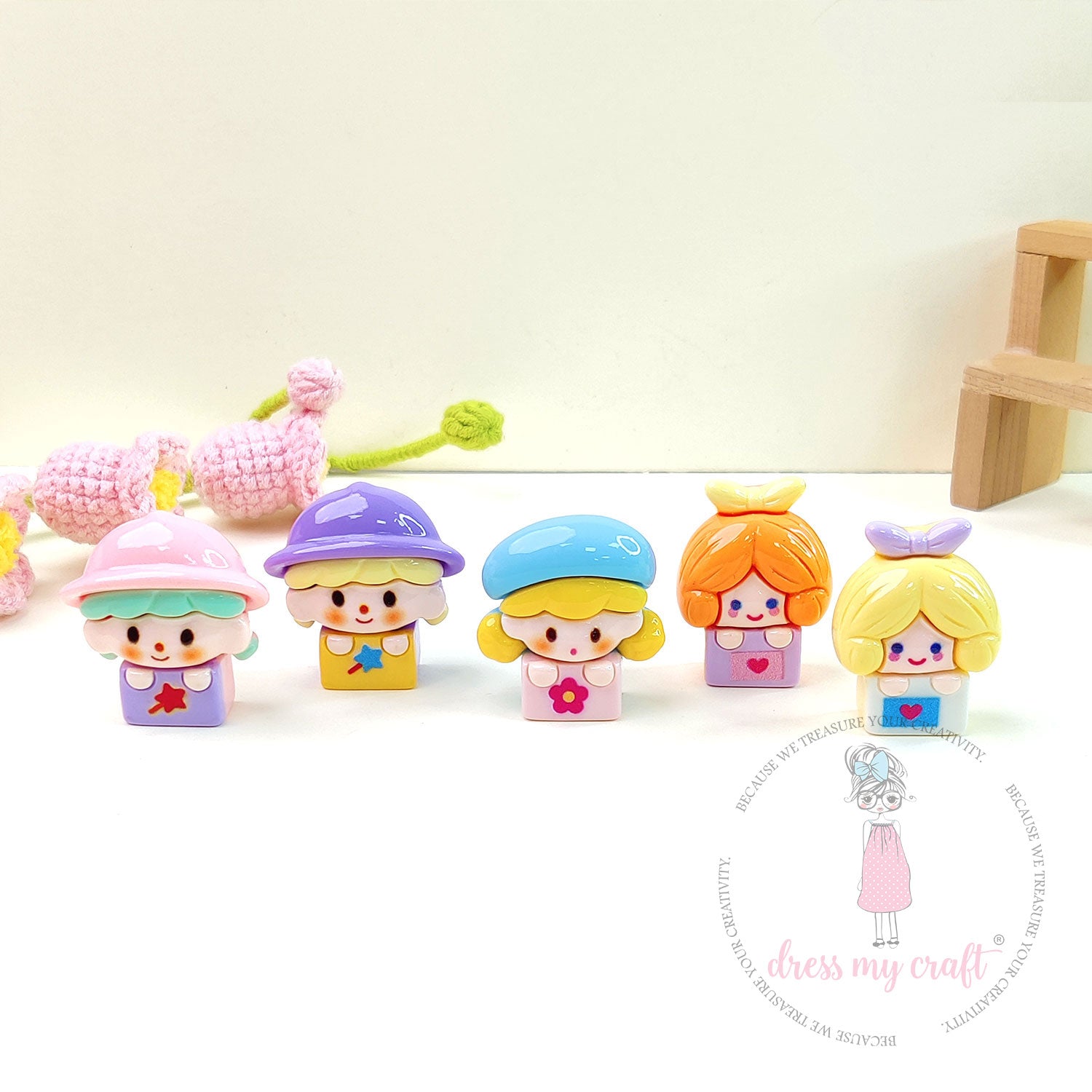 Mini Bean Dolls Flatback Cabochons