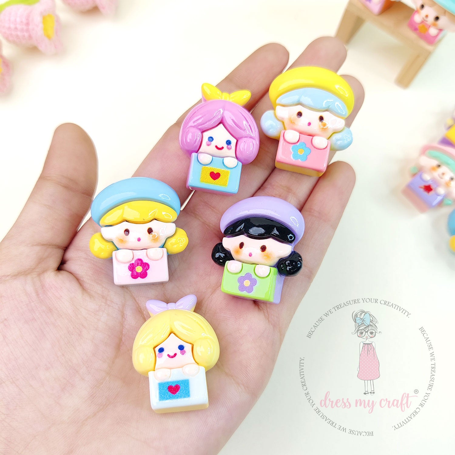 Mini Bean Dolls Flatback Cabochons