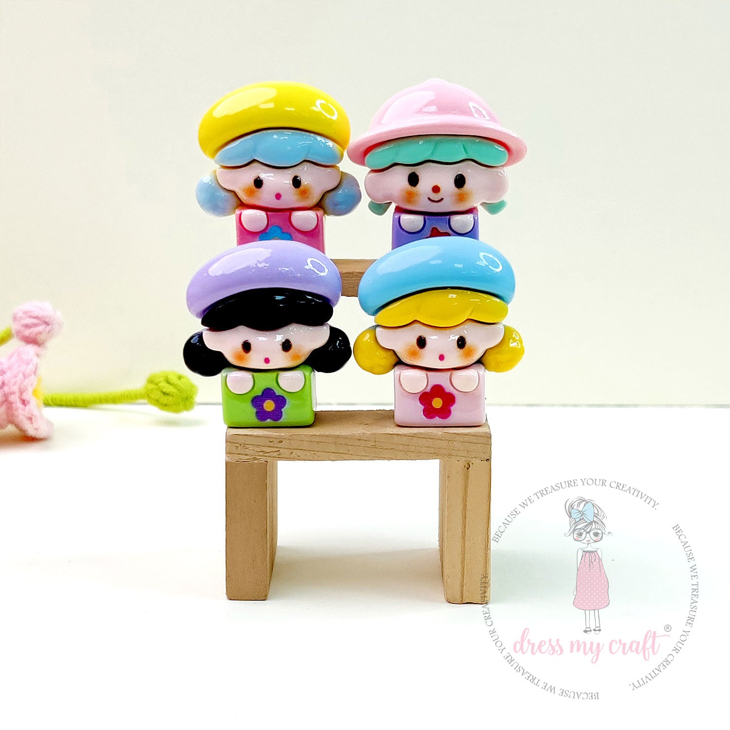 Mini Bean Dolls Flatback Cabochons