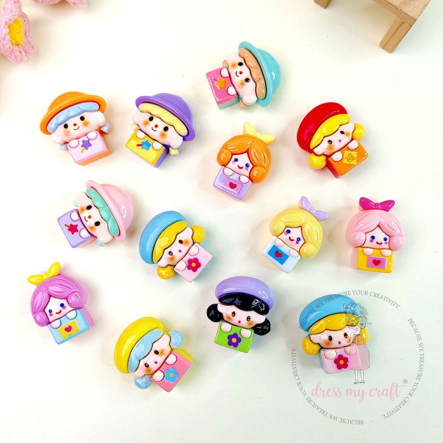 Mini Bean Dolls Flatback Cabochons