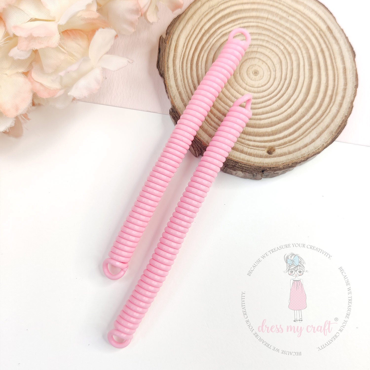 Spiral Retractable Spring Coil - Baby Pink