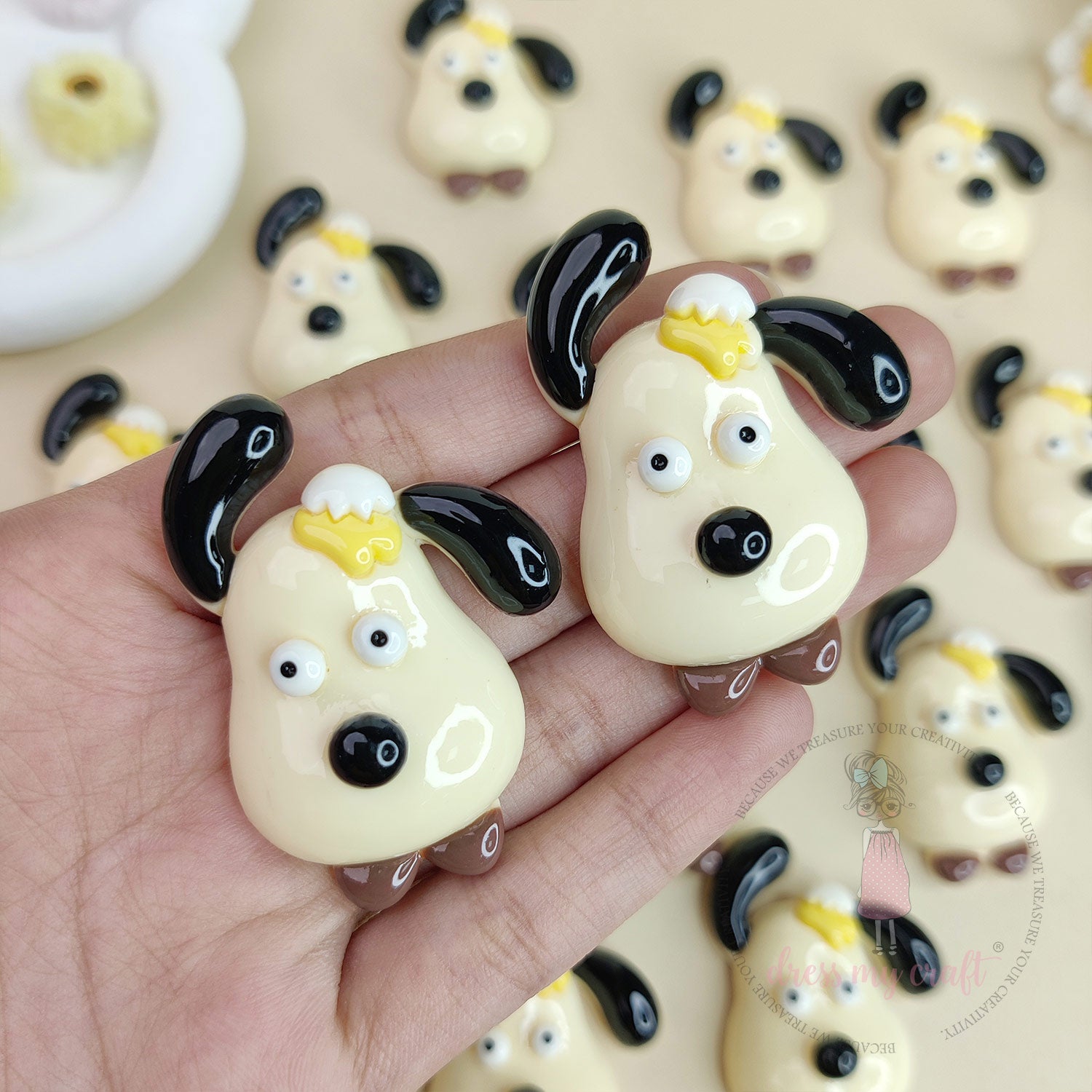 Dog Face Flatback Cabochons