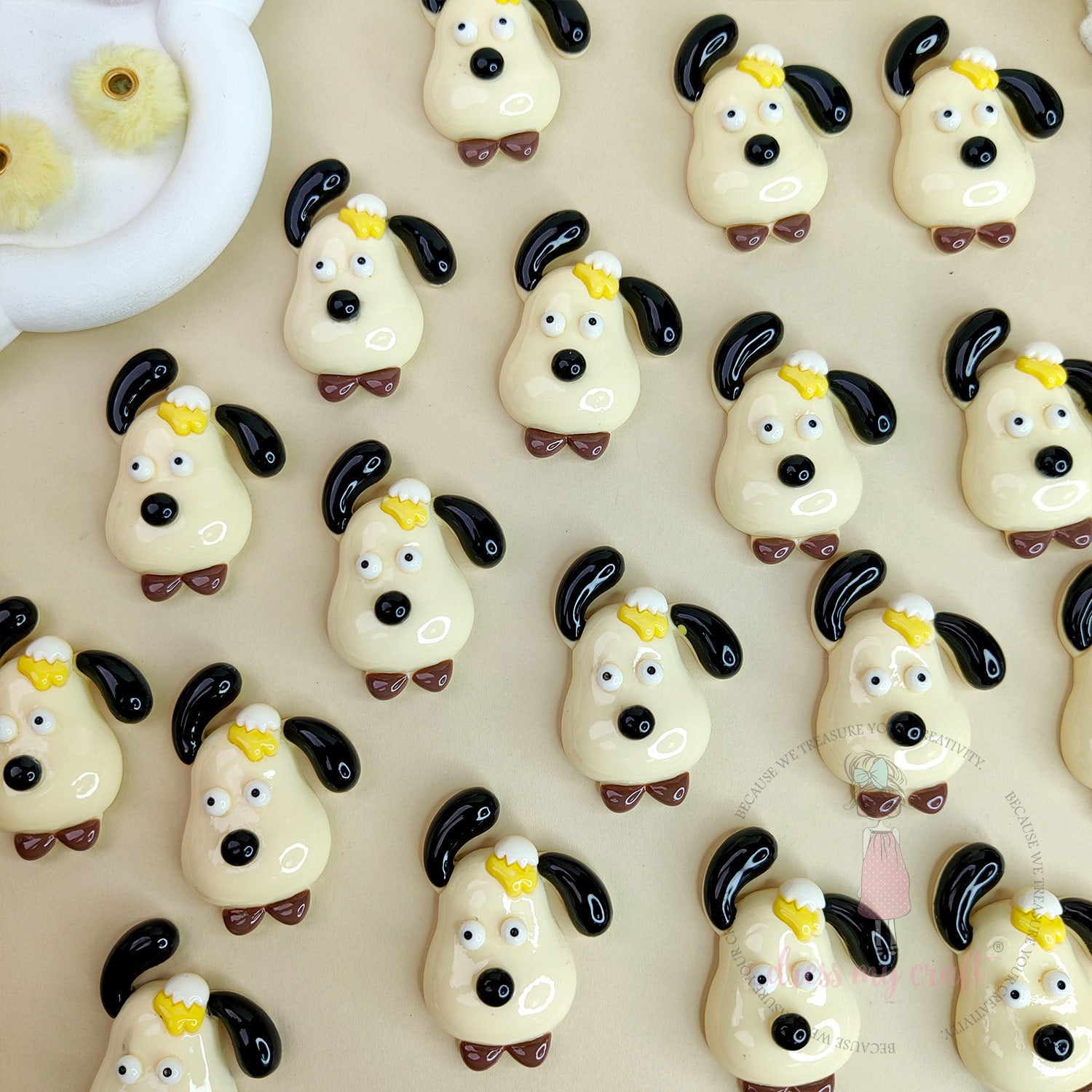 Dog Face Flatback Cabochons