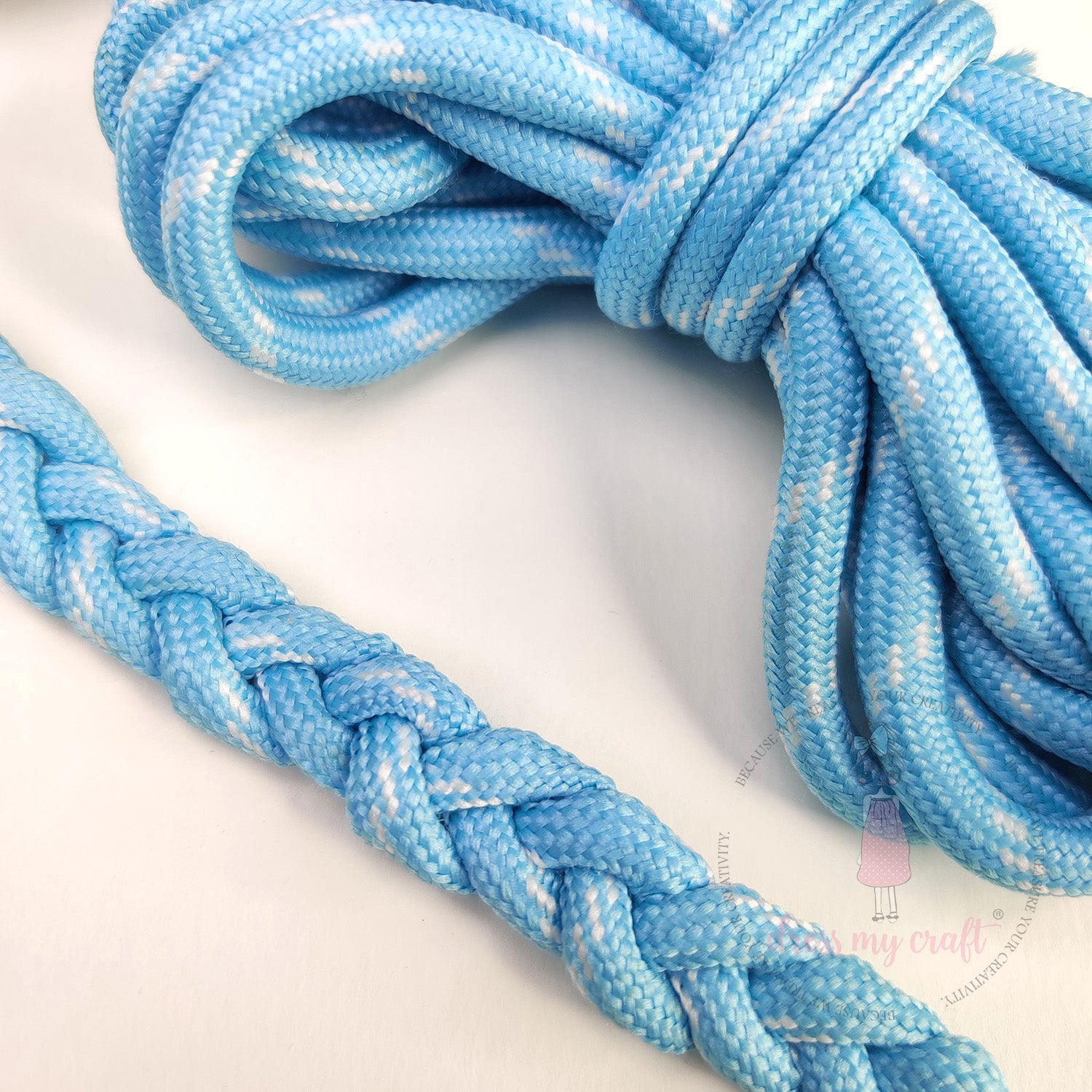DIY Stripe Braided Paracord Rope - Baby Blue
