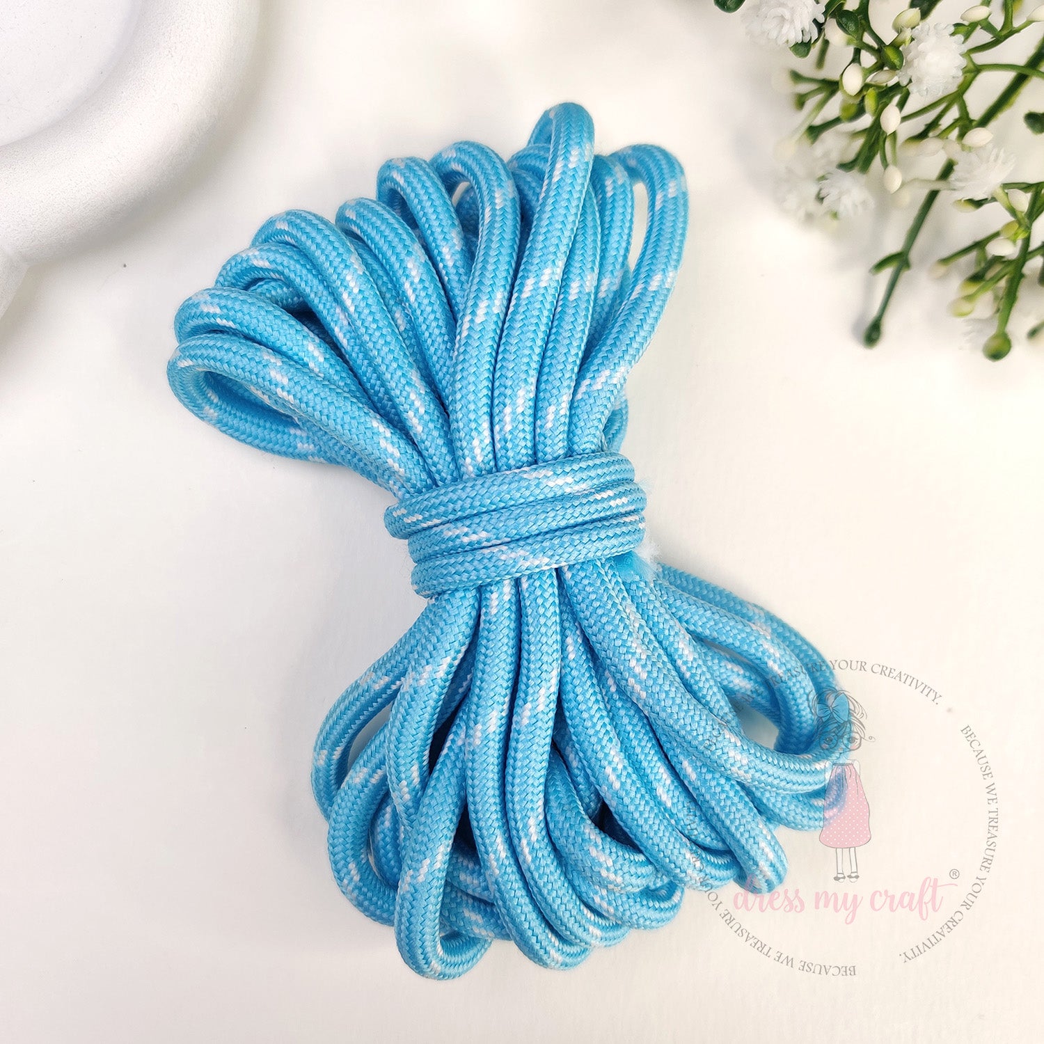 DIY Stripe Braided Paracord Rope - Baby Blue