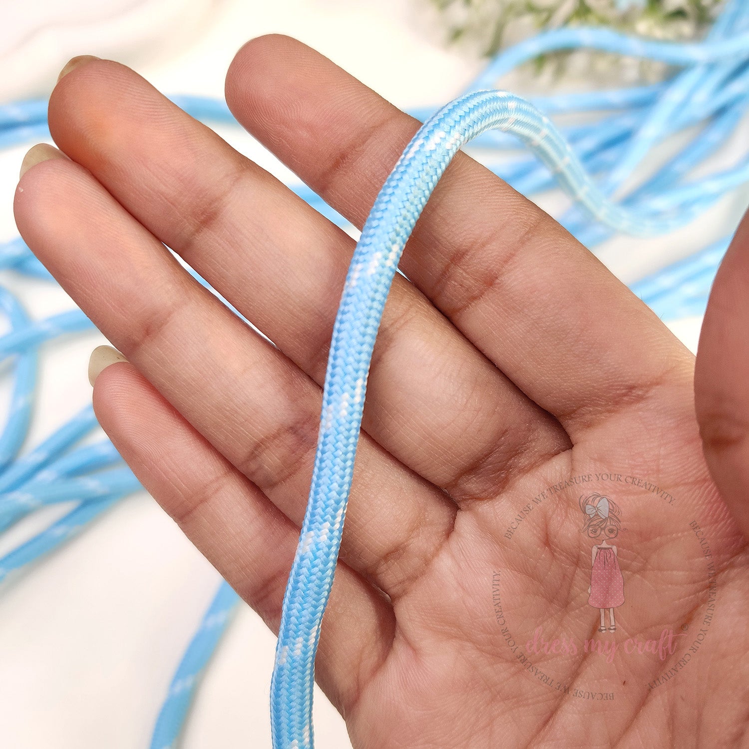 DIY Stripe Braided Paracord Rope - Baby Blue
