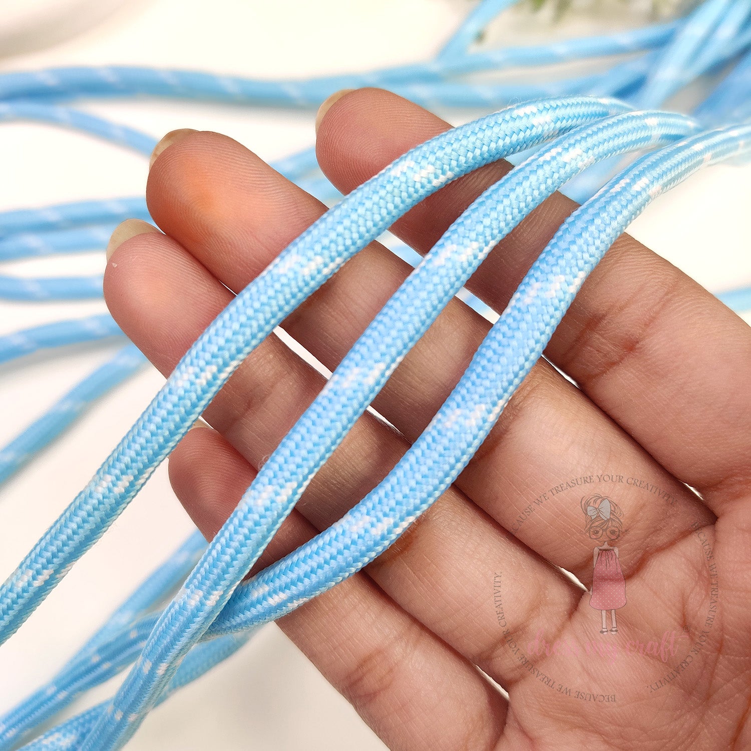 DIY Stripe Braided Paracord Rope - Baby Blue