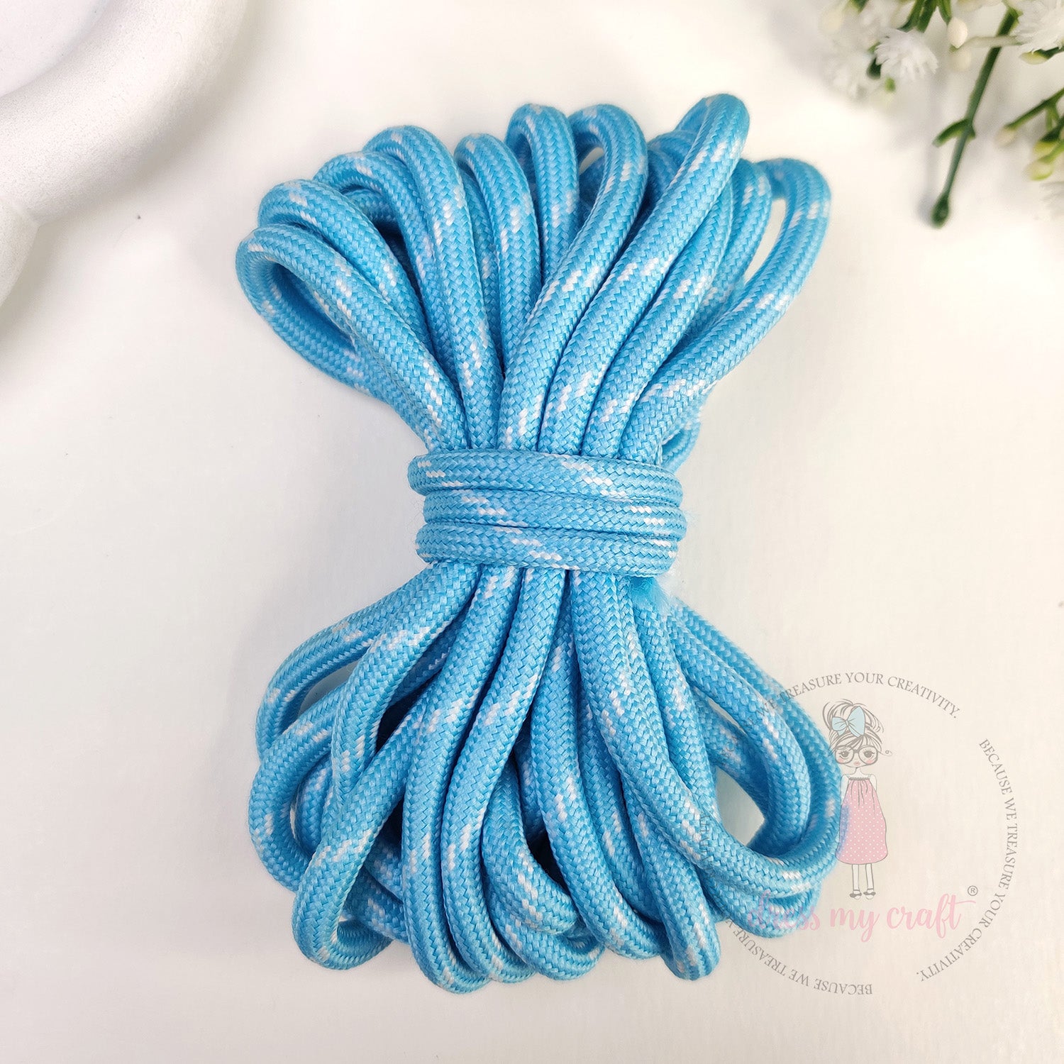 DIY Stripe Braided Paracord Rope - Baby Blue