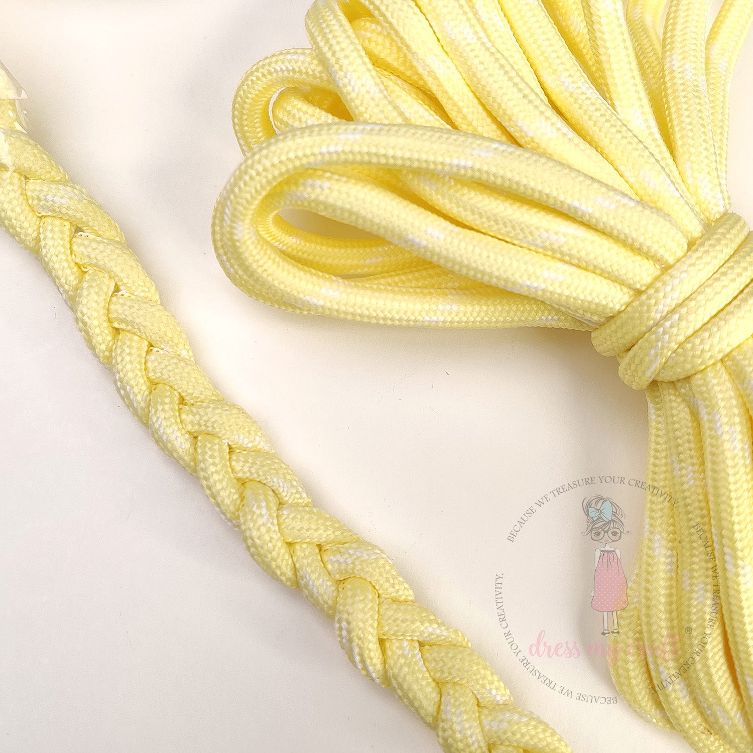 DIY Stripe Braided Paracord Rope - Pastel Yellow