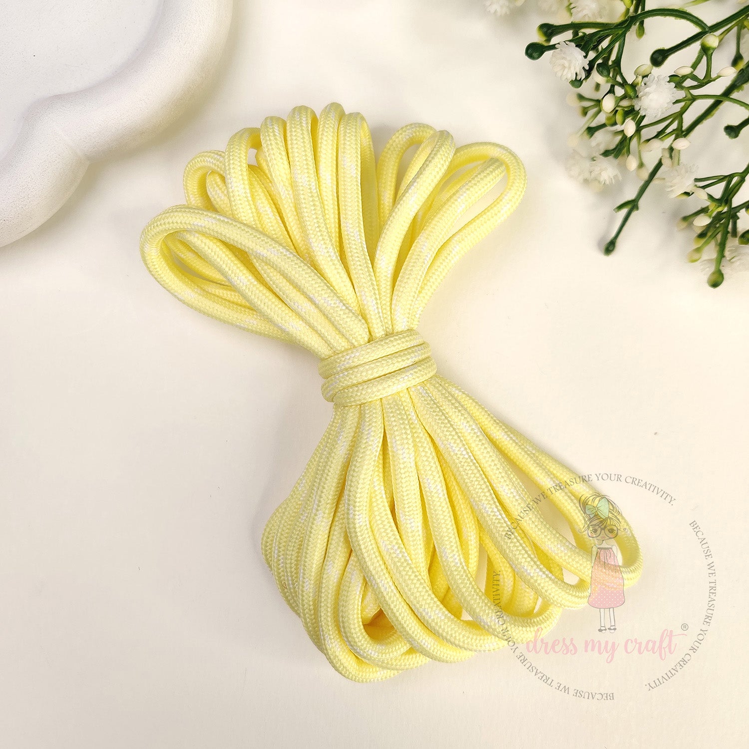 DIY Stripe Braided Paracord Rope - Pastel Yellow